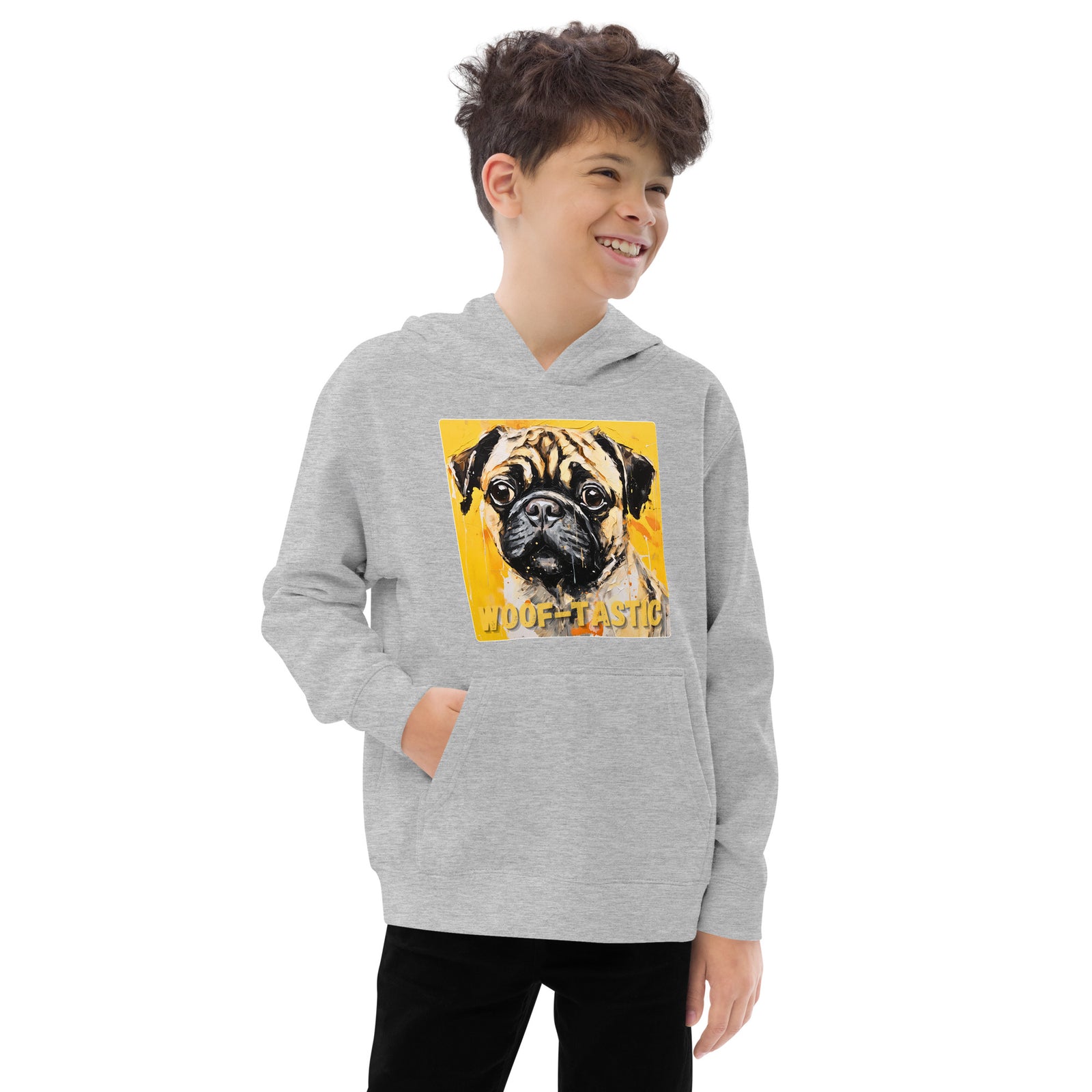 Kids fleece hoodie Woof-tastic Pug