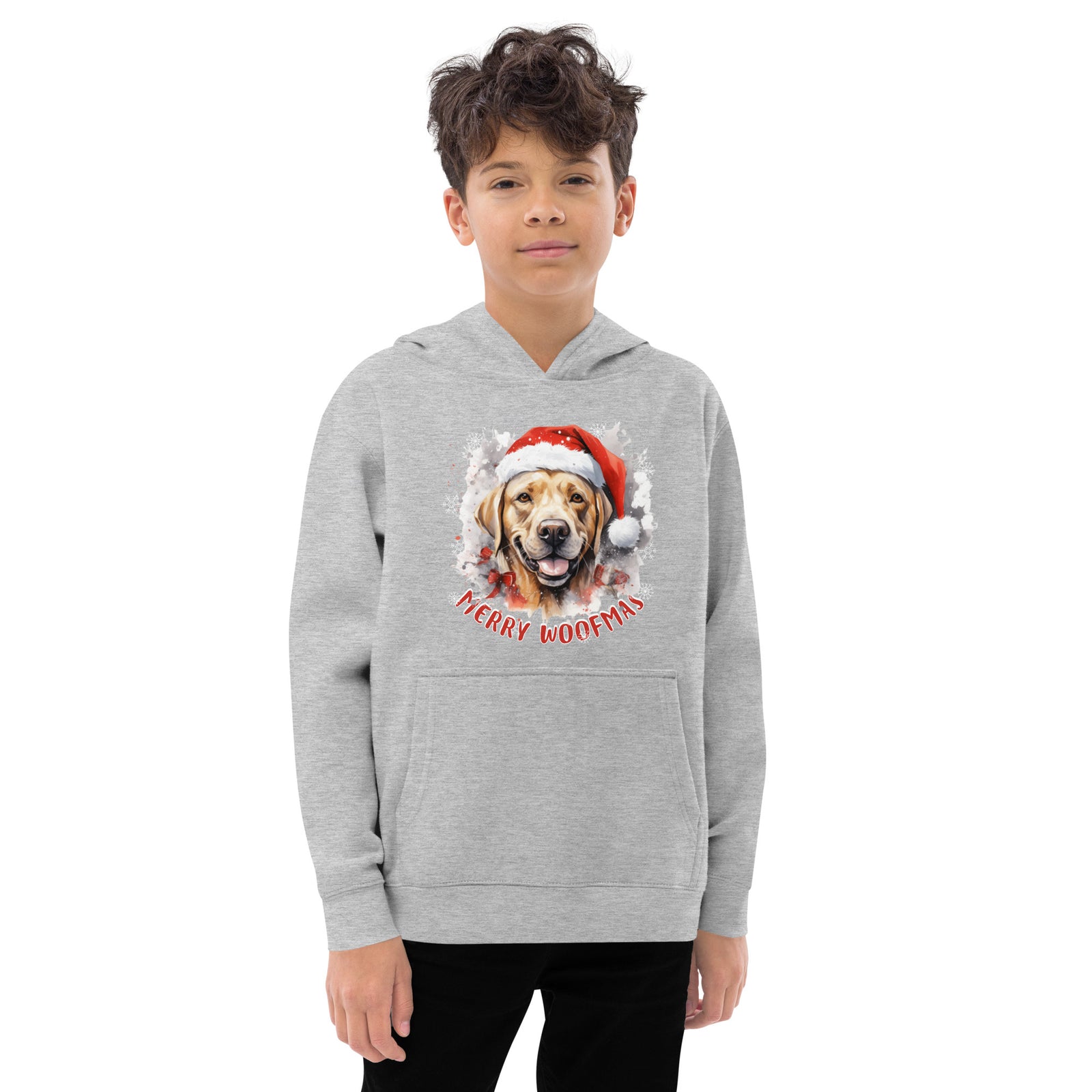 Kids fleece hoodie Labrador - Merry Woofmas