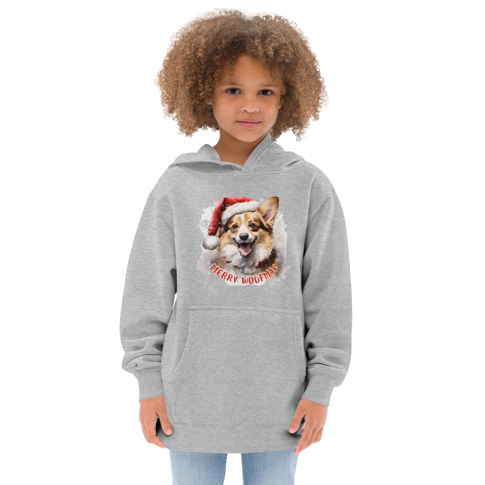 Kids fleece hoodie Pembroke Welsh Corgi - Merry Woofmas