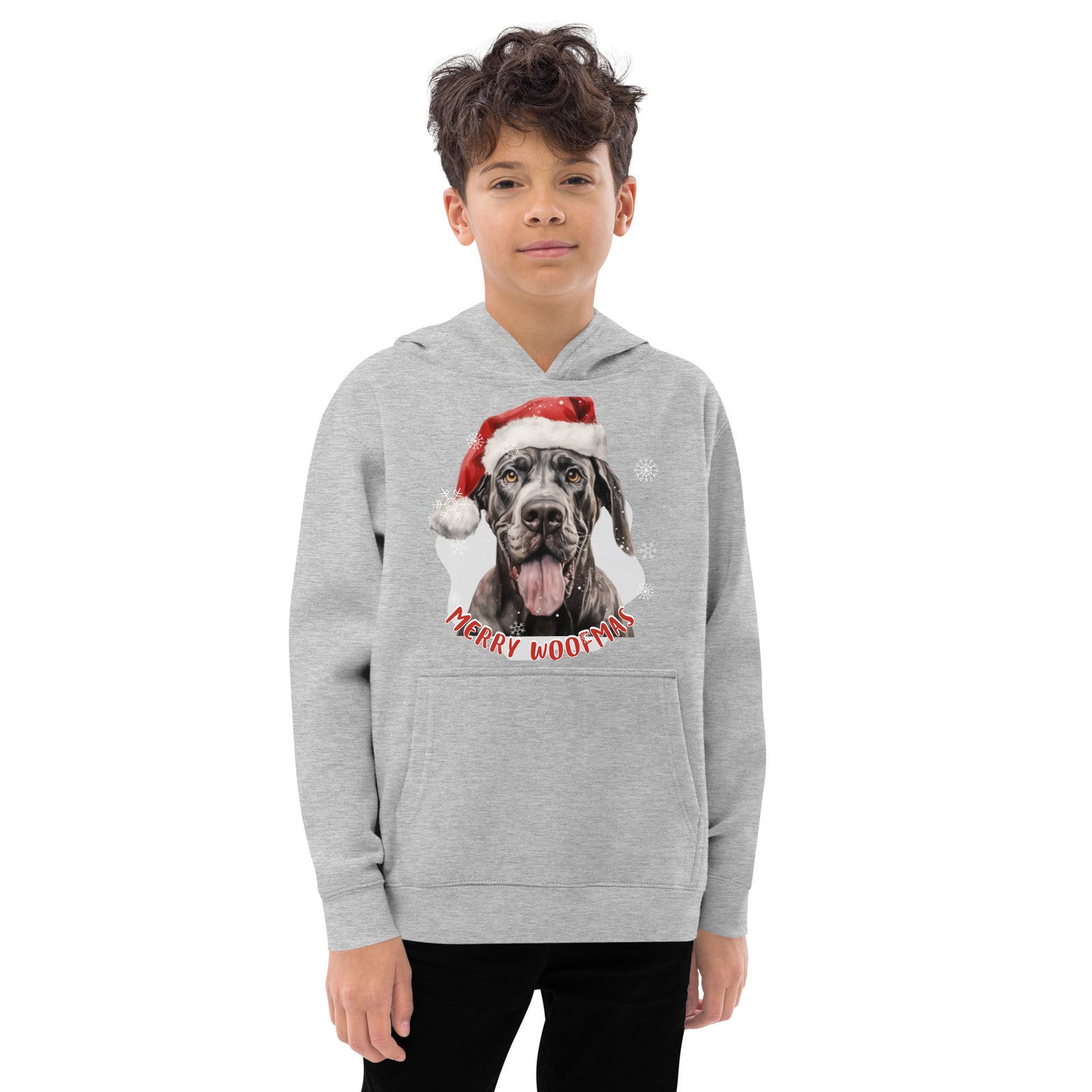 Kids fleece hoodie Great Dane - Merry Woofmas