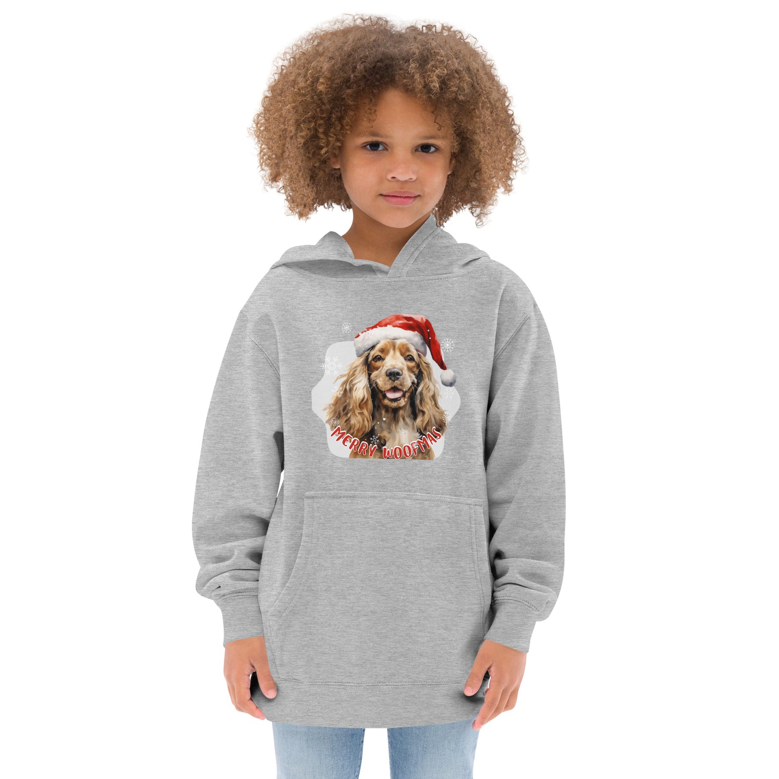 Kids fleece hoodie Cocker Spaniel - Merry Woofmas