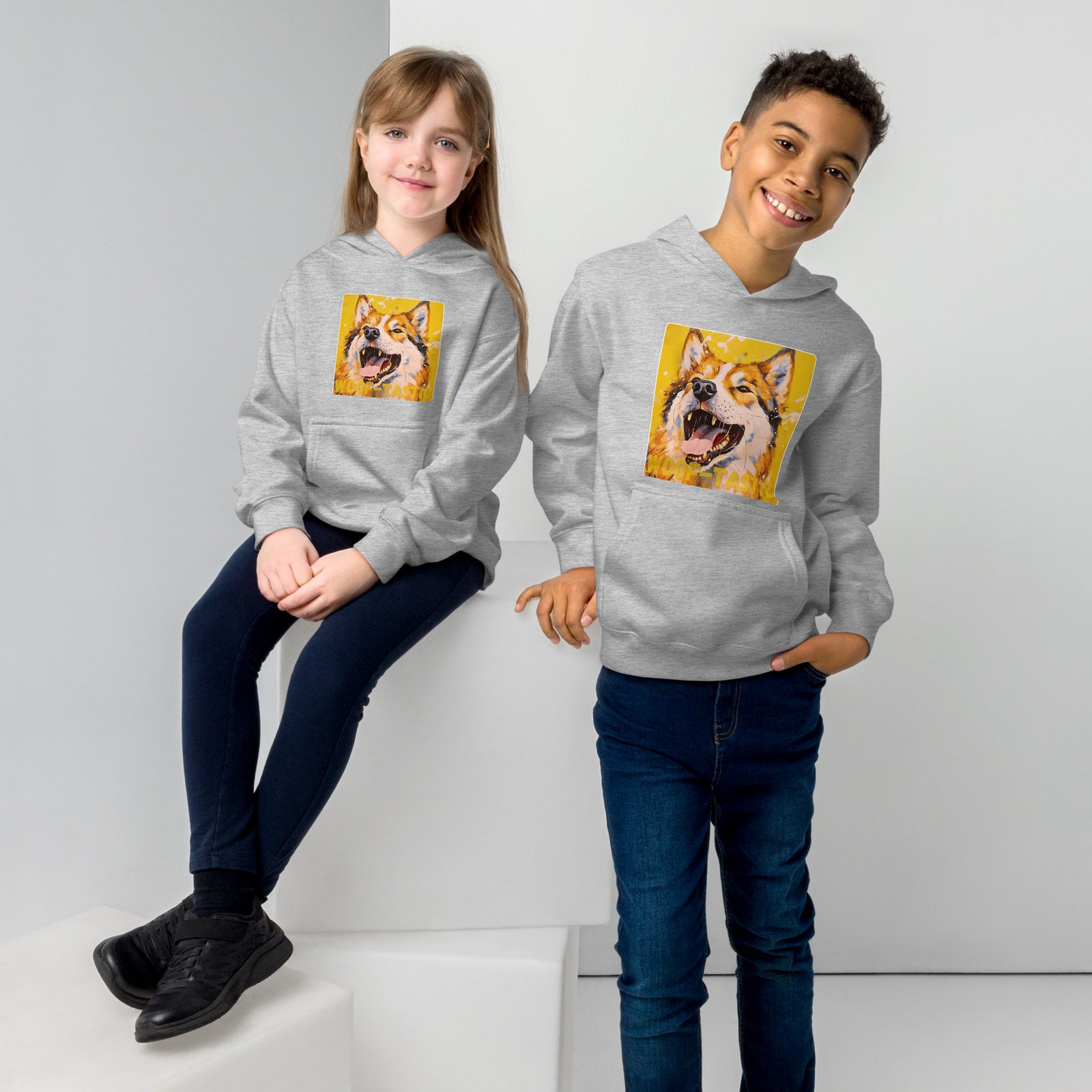 Kids fleece hoodie Woof-tastic Akita