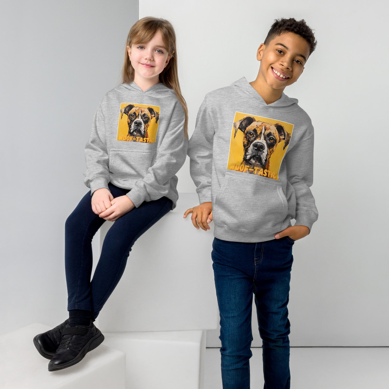 Kids fleece hoodie Woof-tastic Boxer
