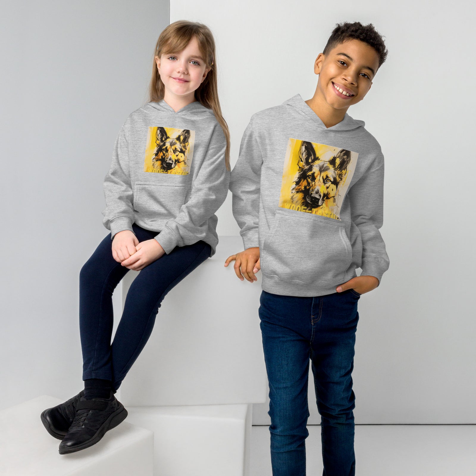 Kids fleece hoodie Woof-tastic German Shepherd