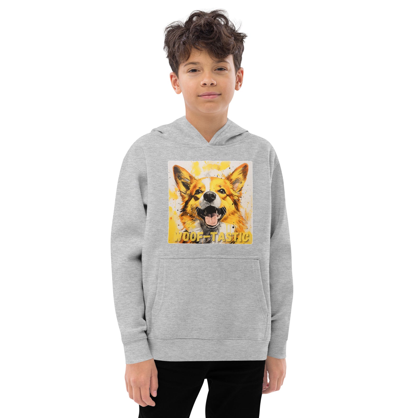 Kids fleece hoodie Woof-tastic Pembroke Welsh Corgi