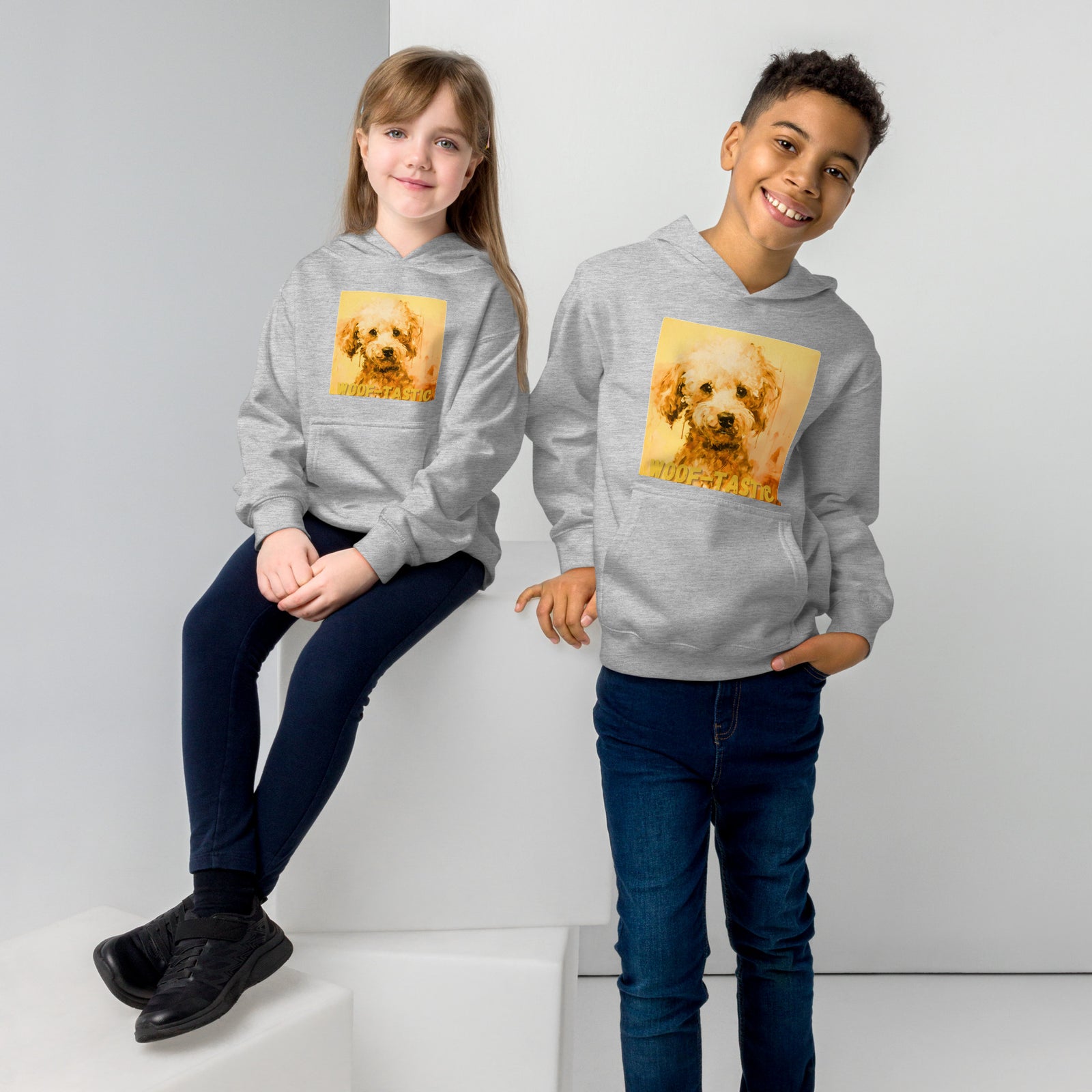 Kids fleece hoodie Woof-tastic Poodle