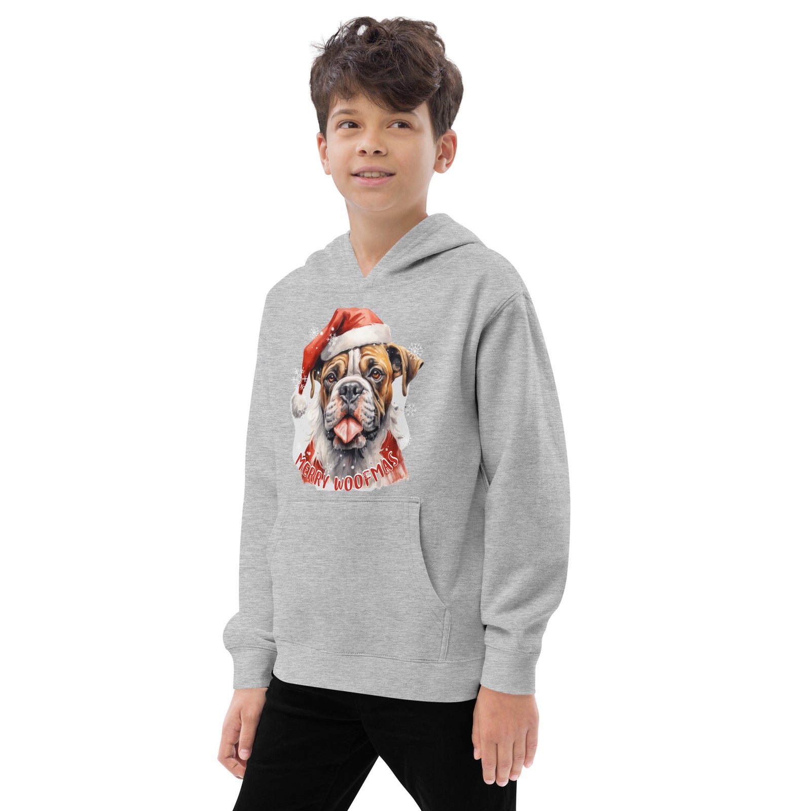Kids fleece hoodie Boxer - Merry Woofmas