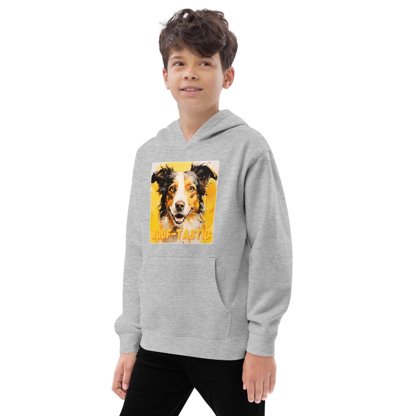 Kids fleece hoodie Woof-tastic Border Collie