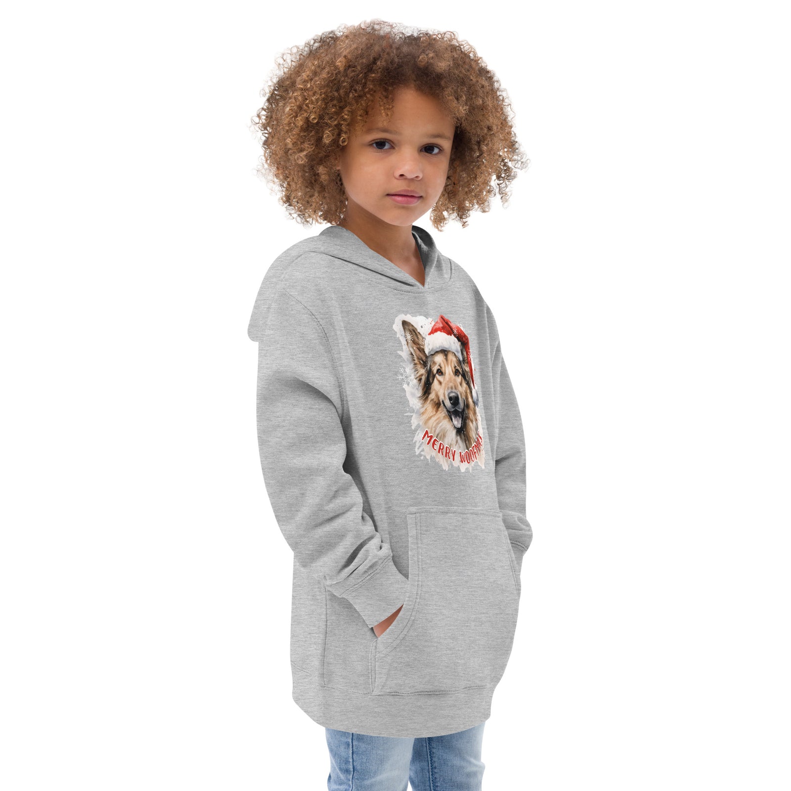 Kids fleece hoodie German Shepherd - Merry Woofmas