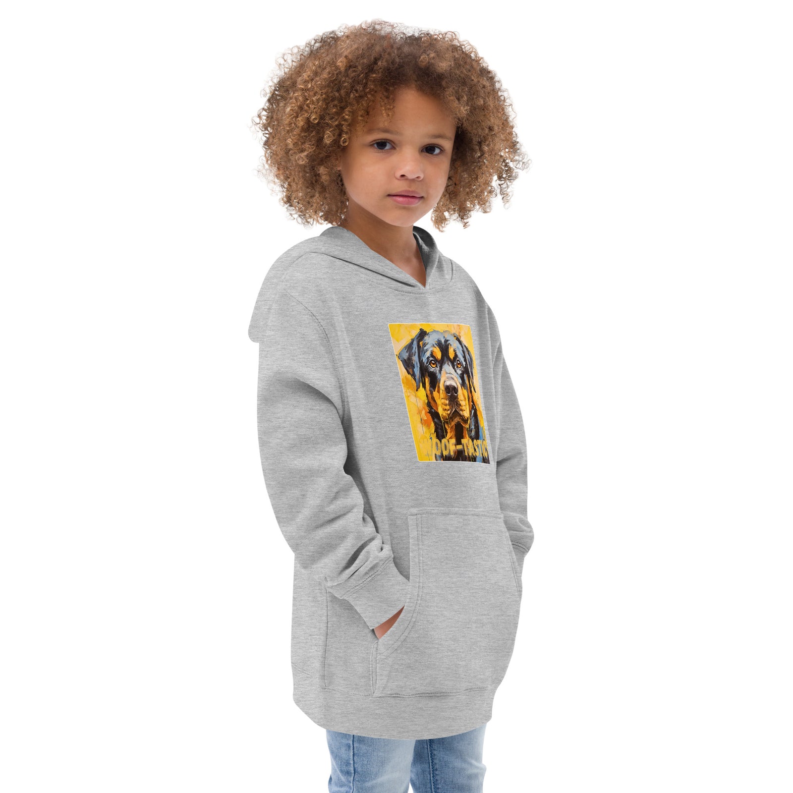 Kids fleece hoodie Woof-tastic Rottweiler