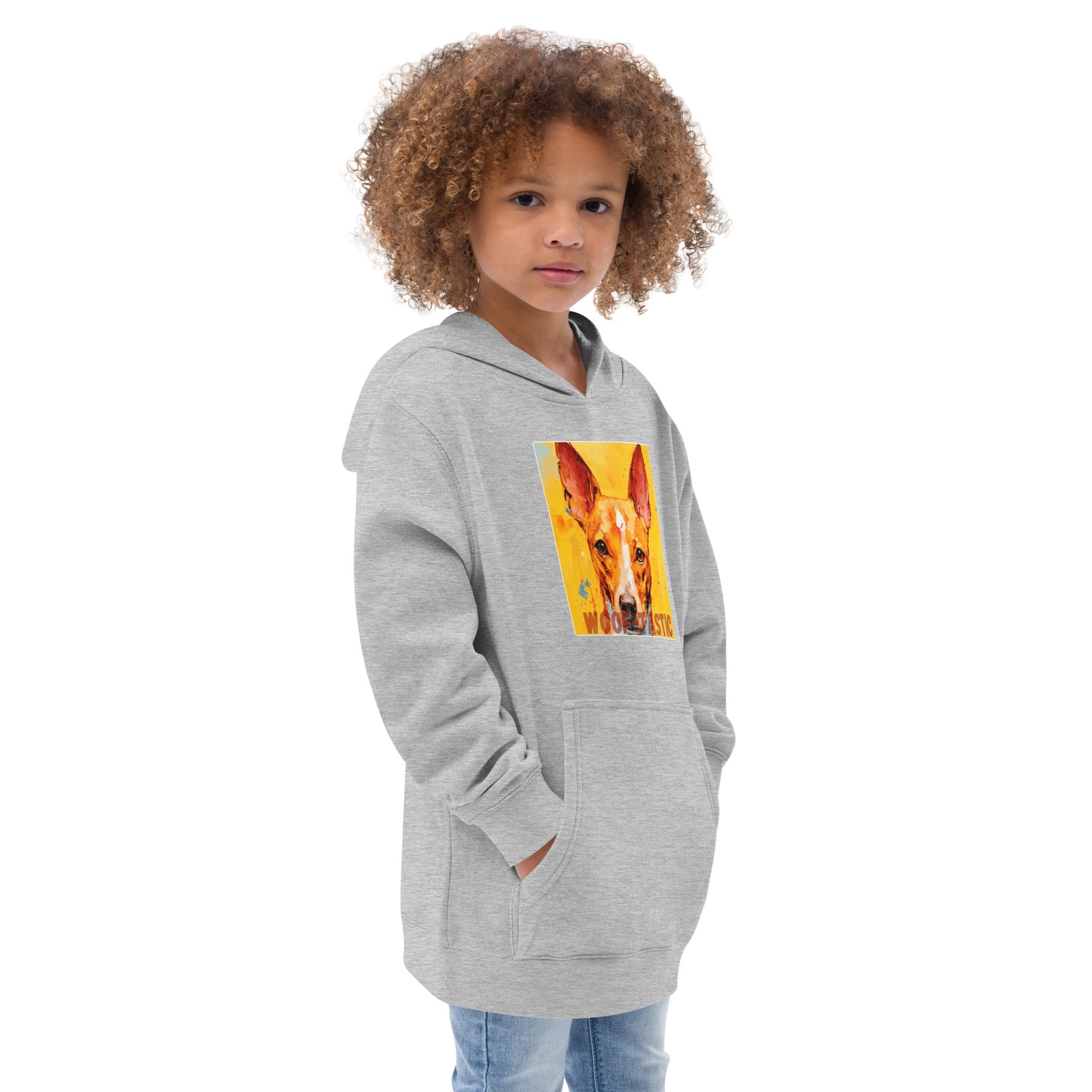 Kids fleece hoodie Woof-tastic Basenji