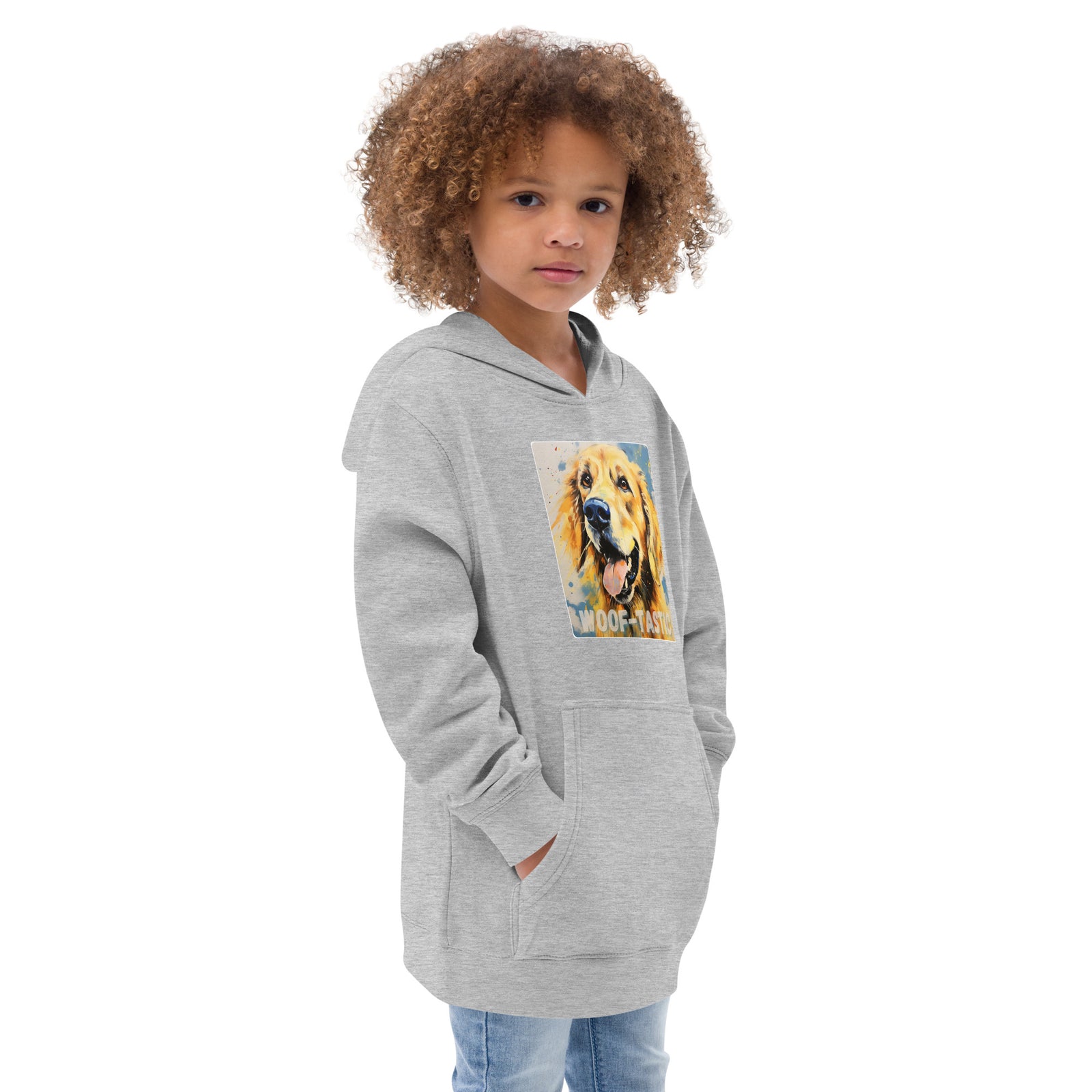 Kids fleece hoodie Woof-tastic Golden Retriever