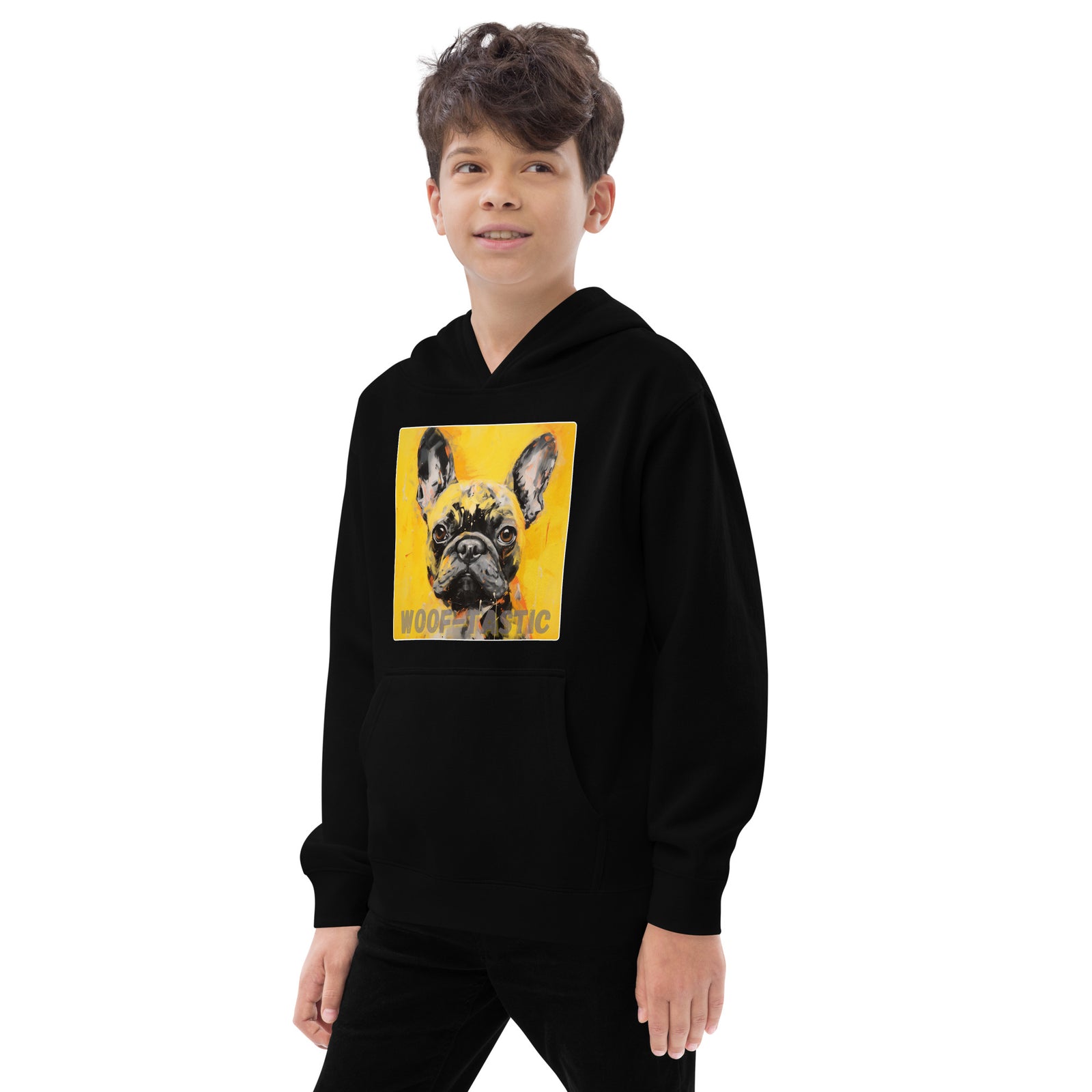 Kids fleece hoodie Woof-tastic French Bulldog