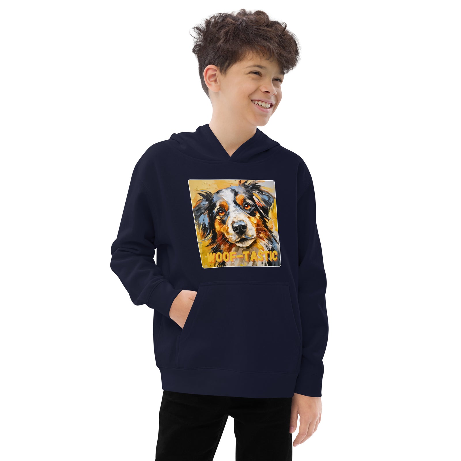 Kids fleece hoodie Woof-tastic Australian Shepherd