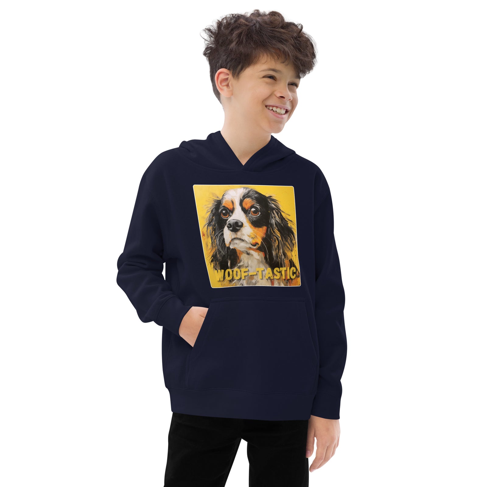 Kids fleece hoodie Woof-tastic Cavalier King Charles Spaniel