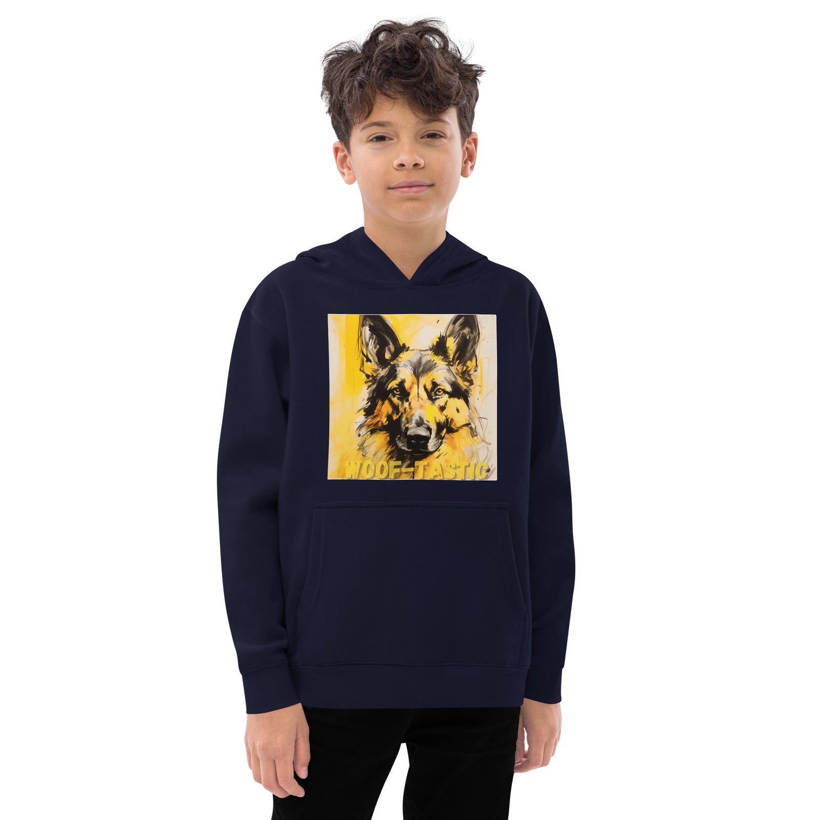 Kids fleece hoodie Woof-tastic German Shepherd