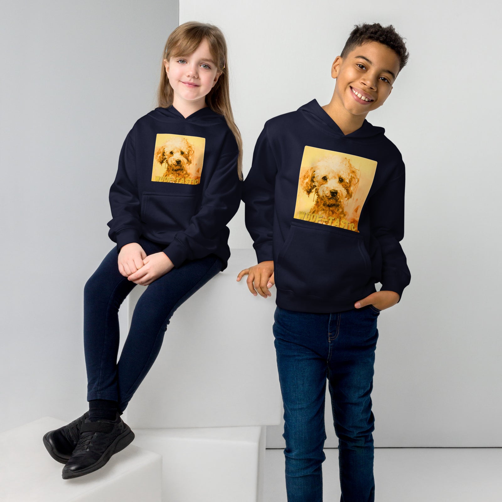Kids fleece hoodie Woof-tastic Poodle