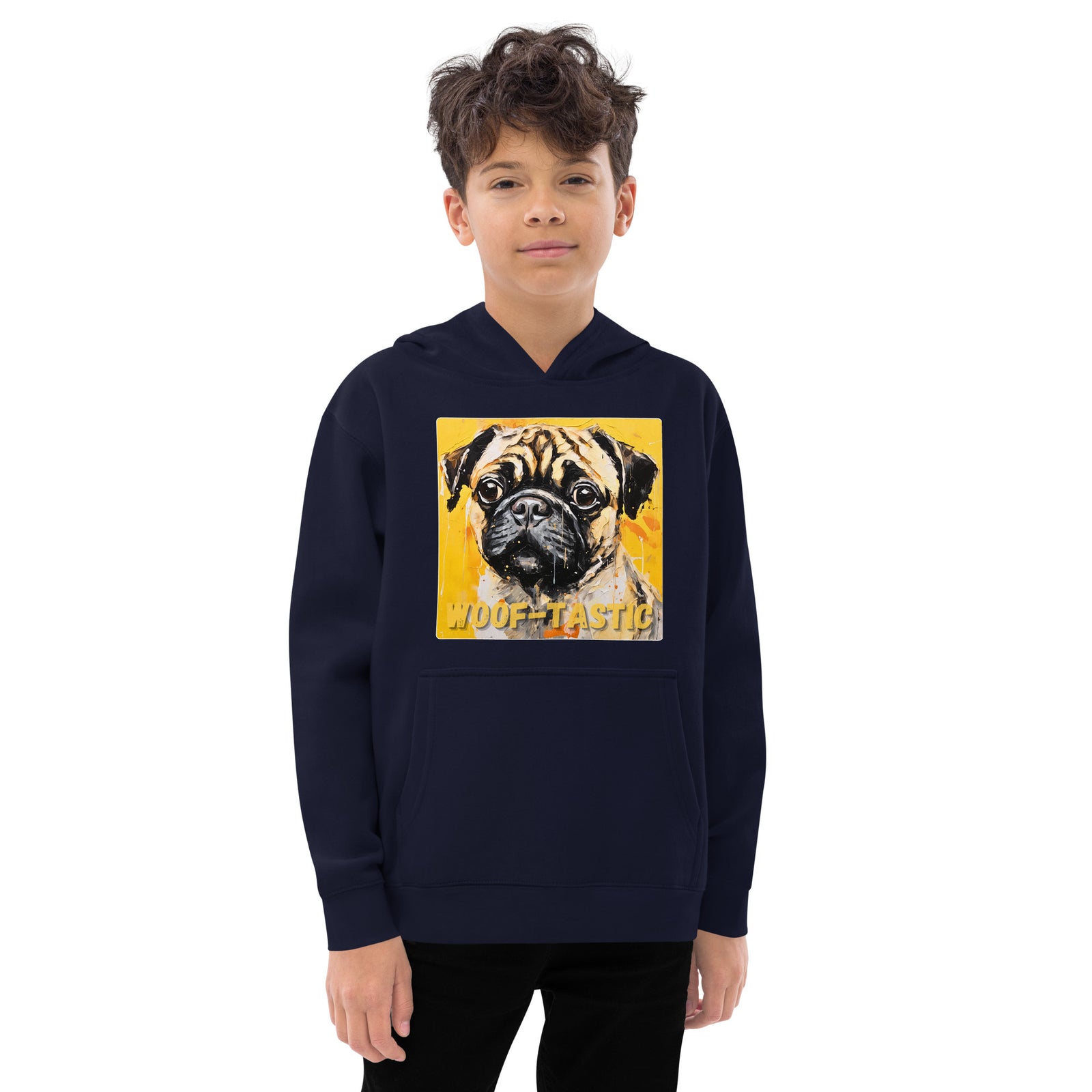Kids fleece hoodie Woof-tastic Pug
