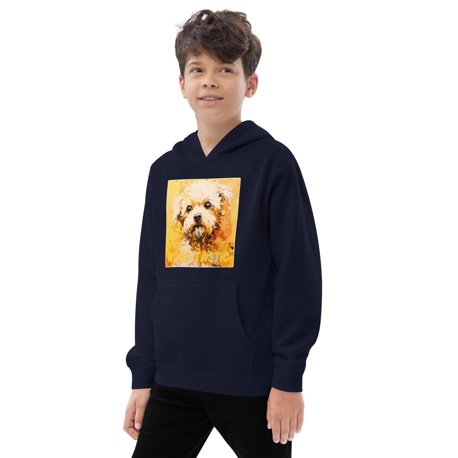 Kids fleece hoodie Woof-tastic Bichon Frise