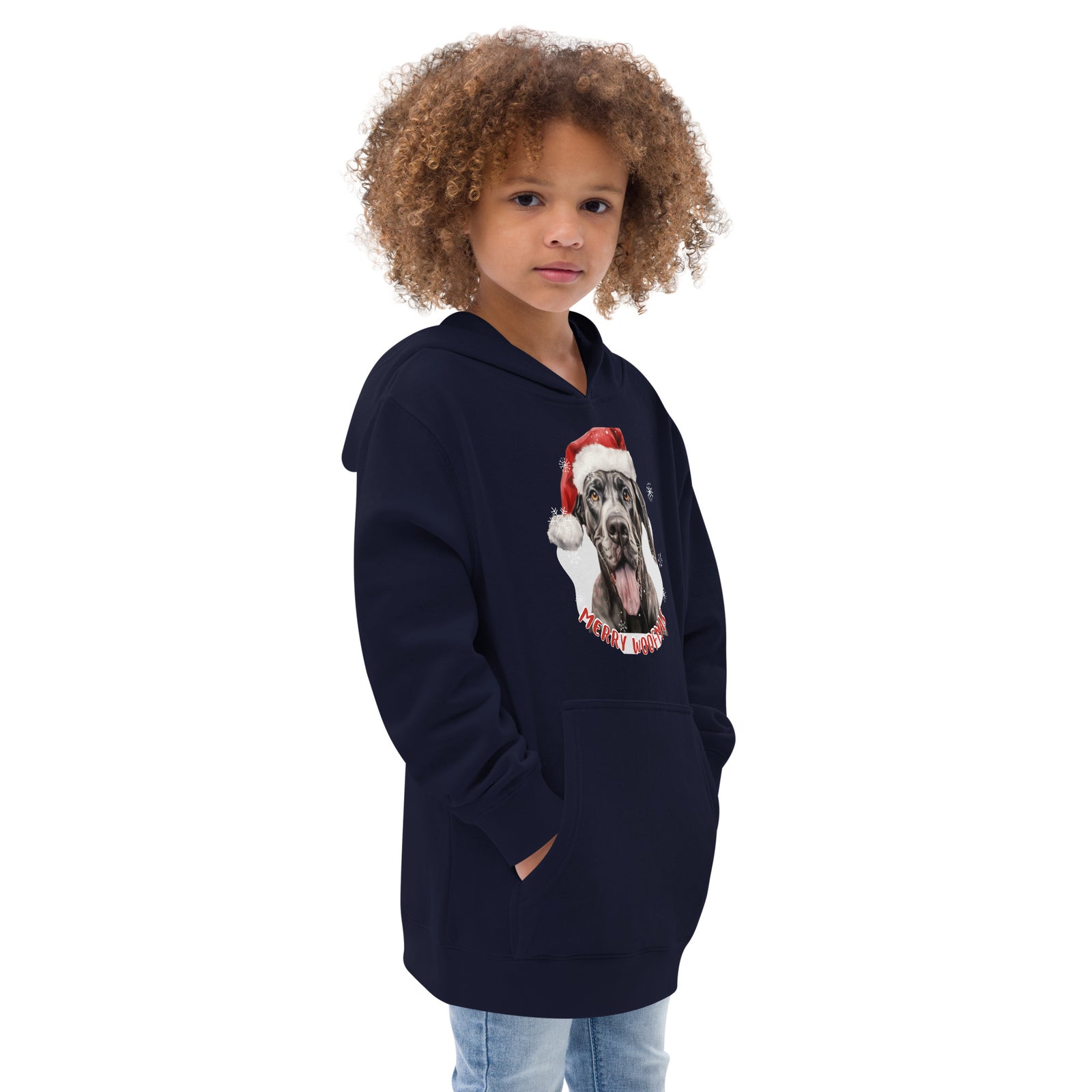 Kids fleece hoodie Great Dane - Merry Woofmas