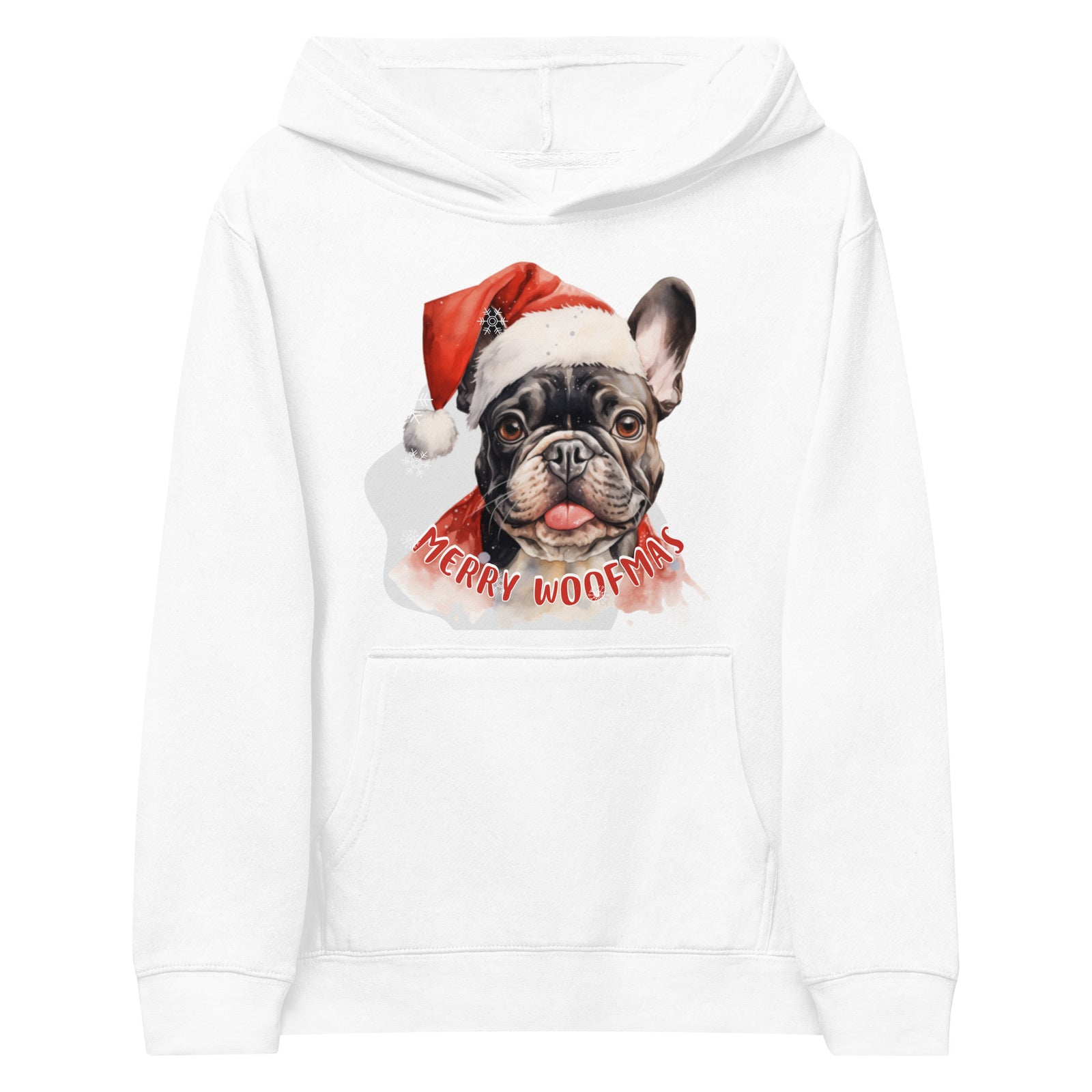 Kids fleece hoodie French Bulldog - Merry Woofmas