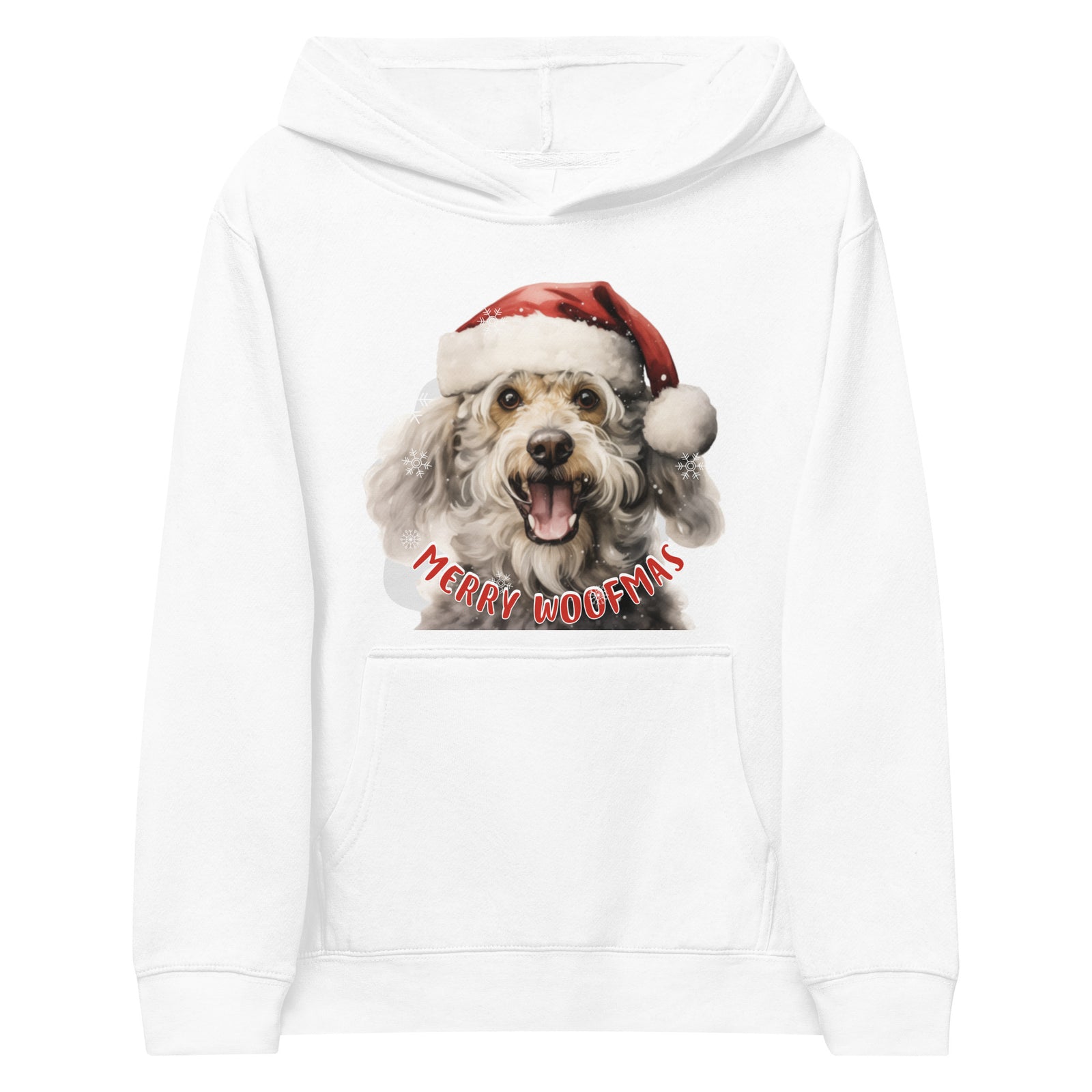 Kids fleece hoodie Poodle - Merry Woofmas