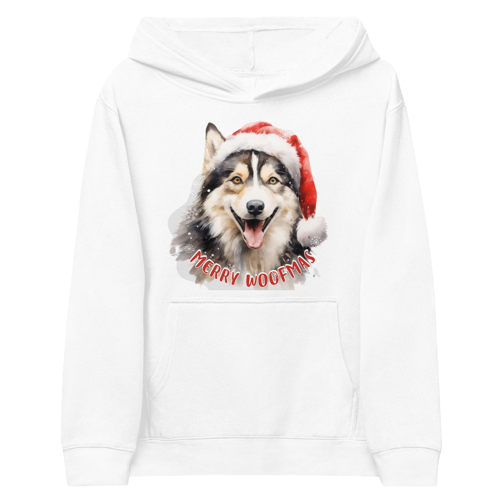 Kids fleece hoodie Husky - Merry Woofmas