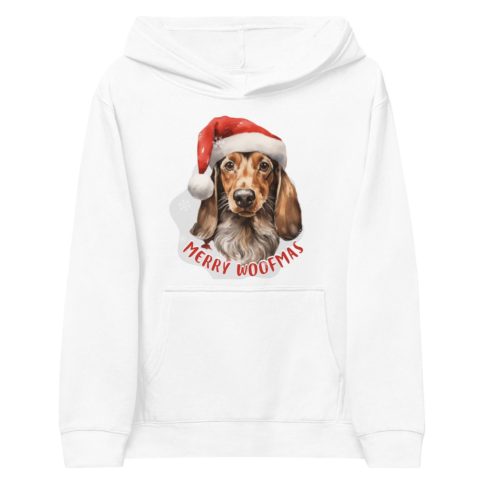 Kids fleece hoodie Dachshund - Merry Woofmas