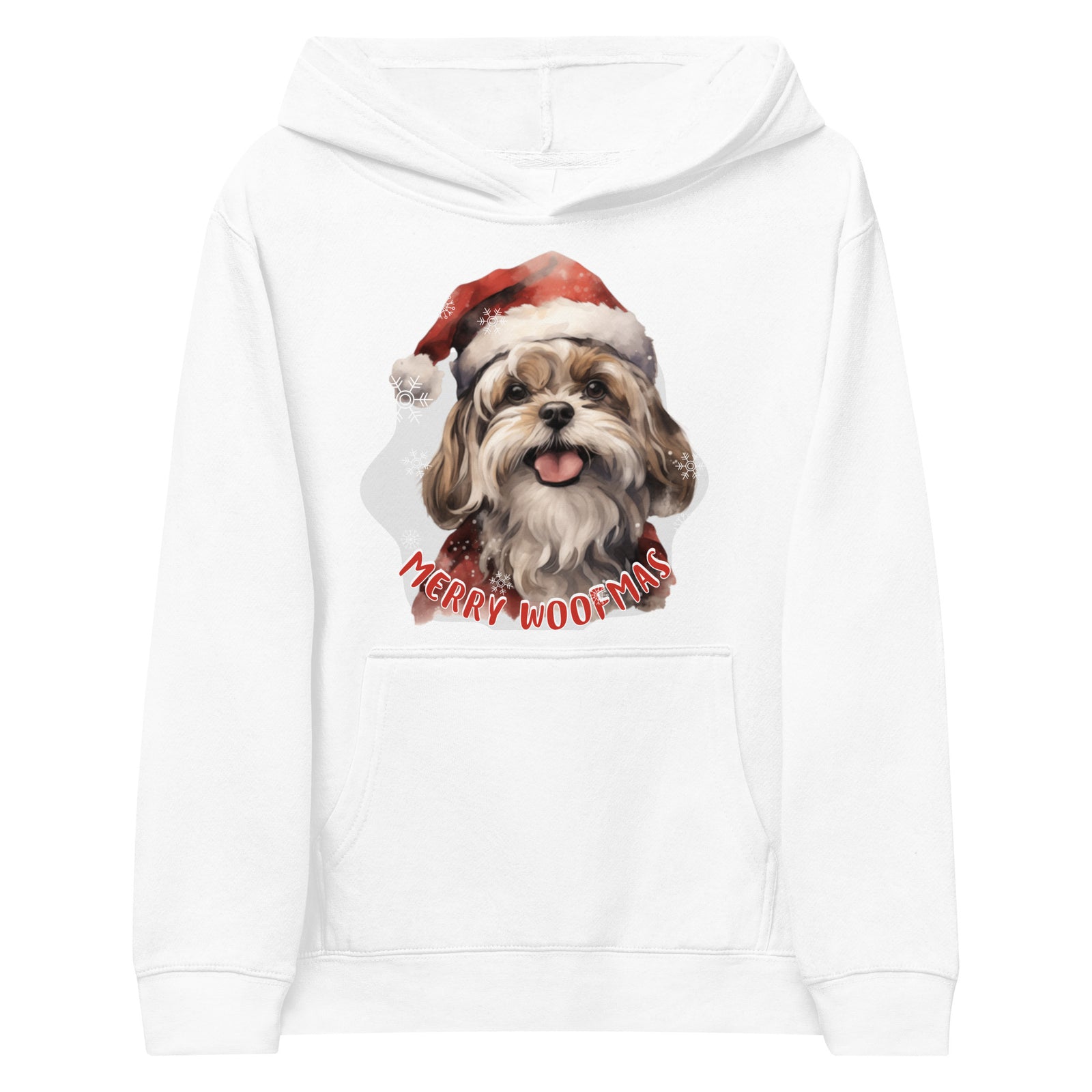 Kids fleece hoodie Shitzu - Merry Woofmas