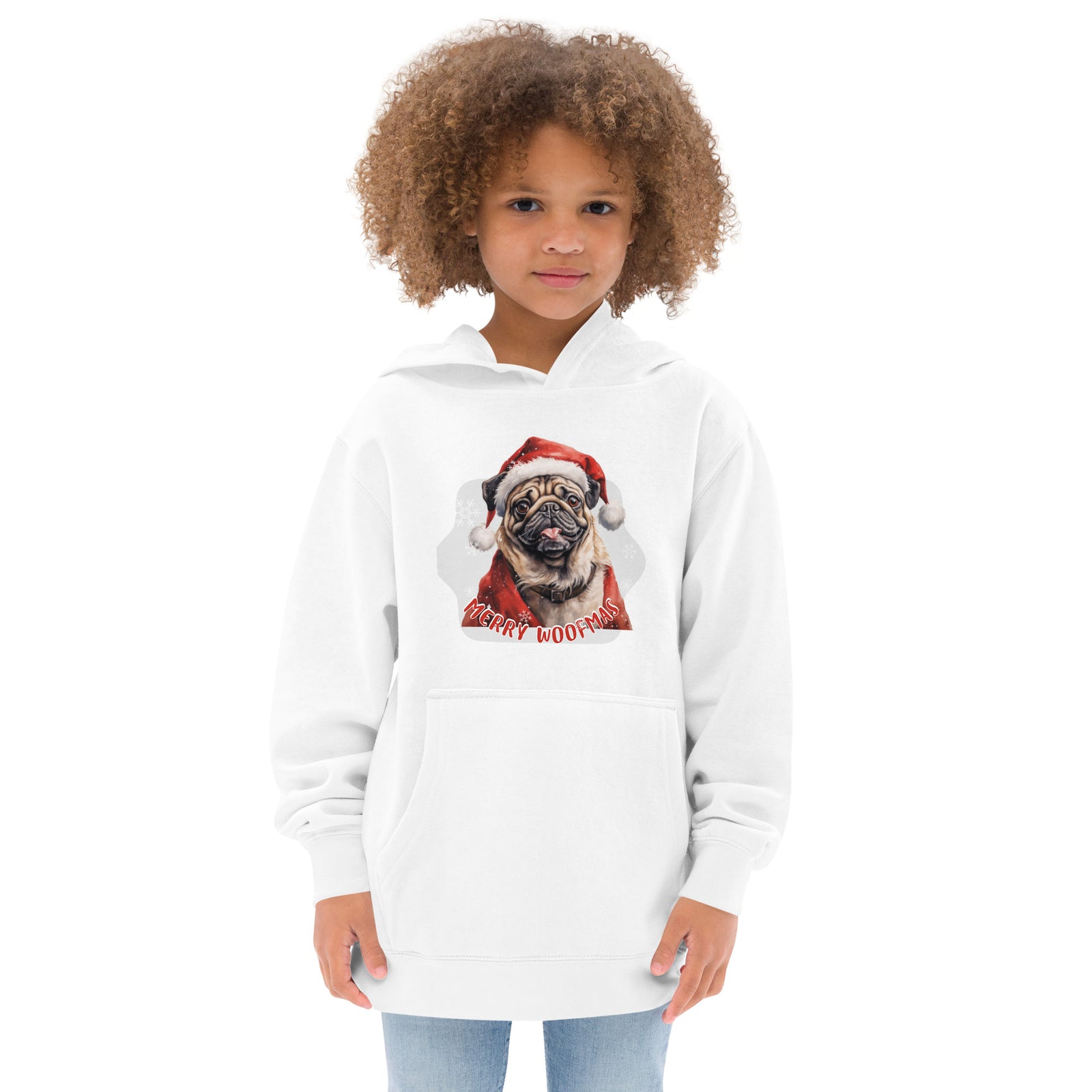 Kids fleece hoodie Pug - Merry Woofmas