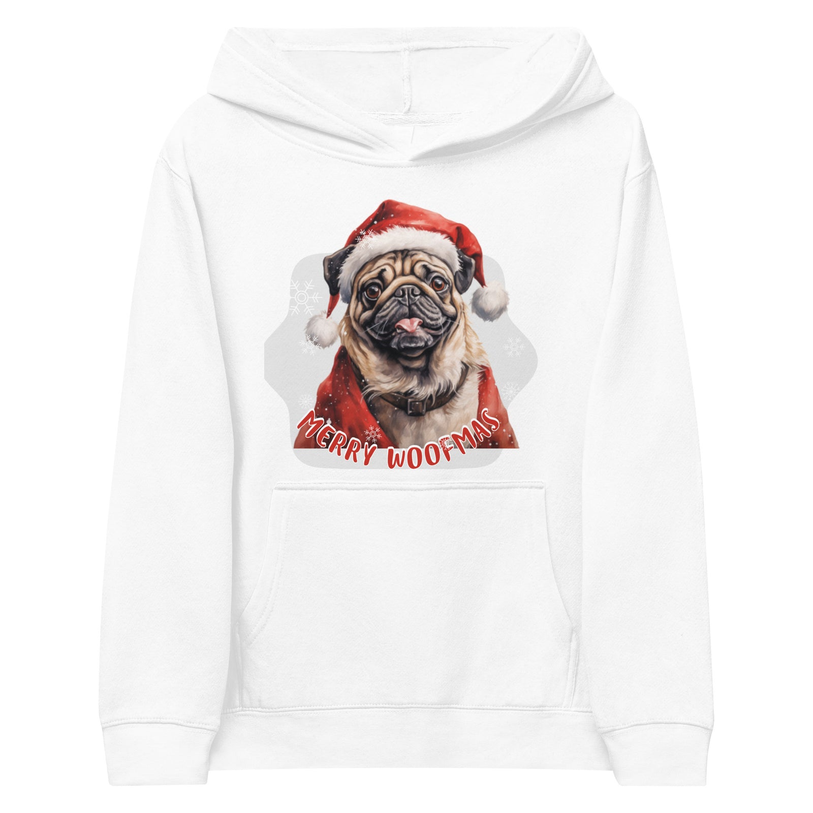 Kids fleece hoodie Pug - Merry Woofmas