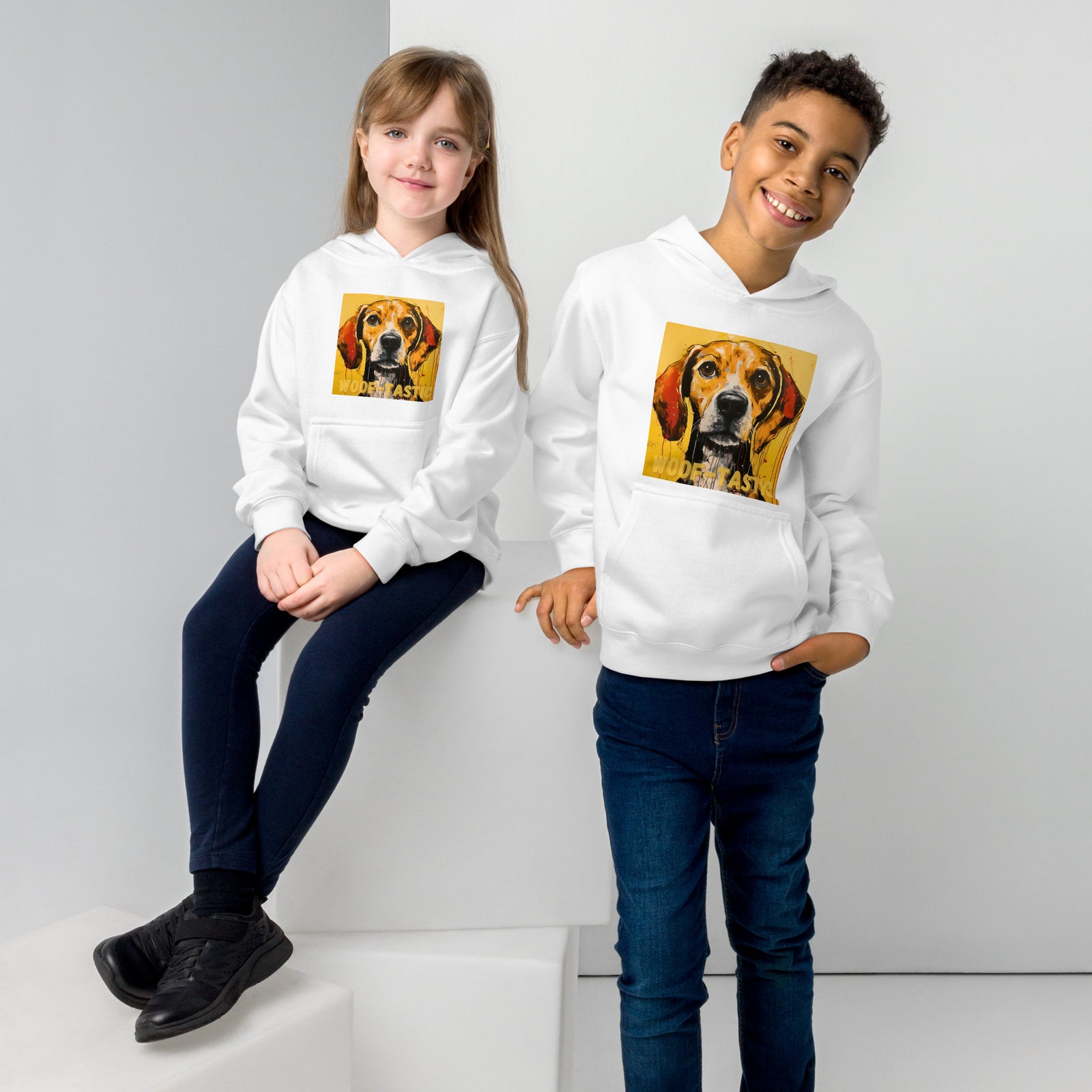 Kids fleece hoodie Woof-tastic Beagle