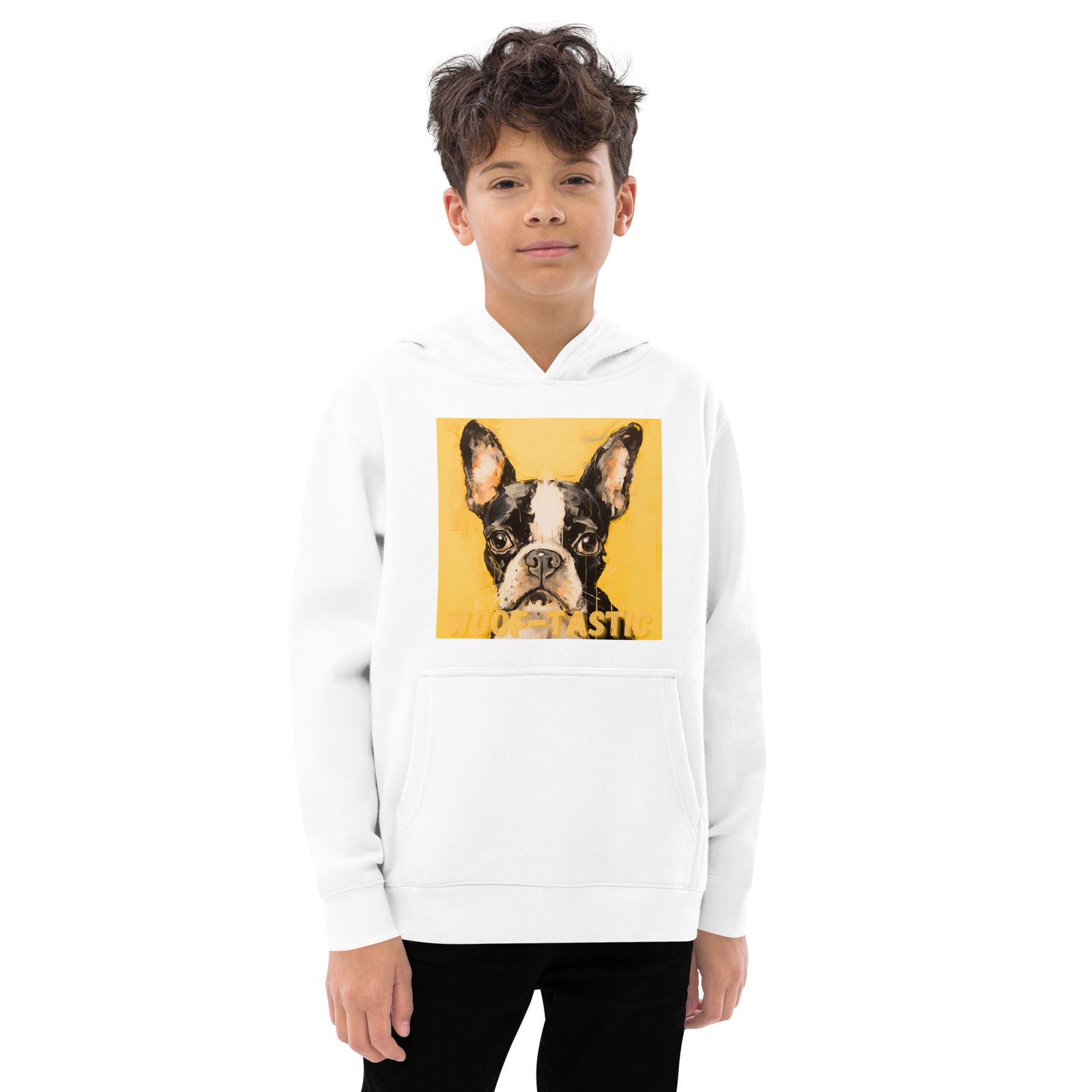 Kids fleece hoodie Woof-tastic Boston Terrier