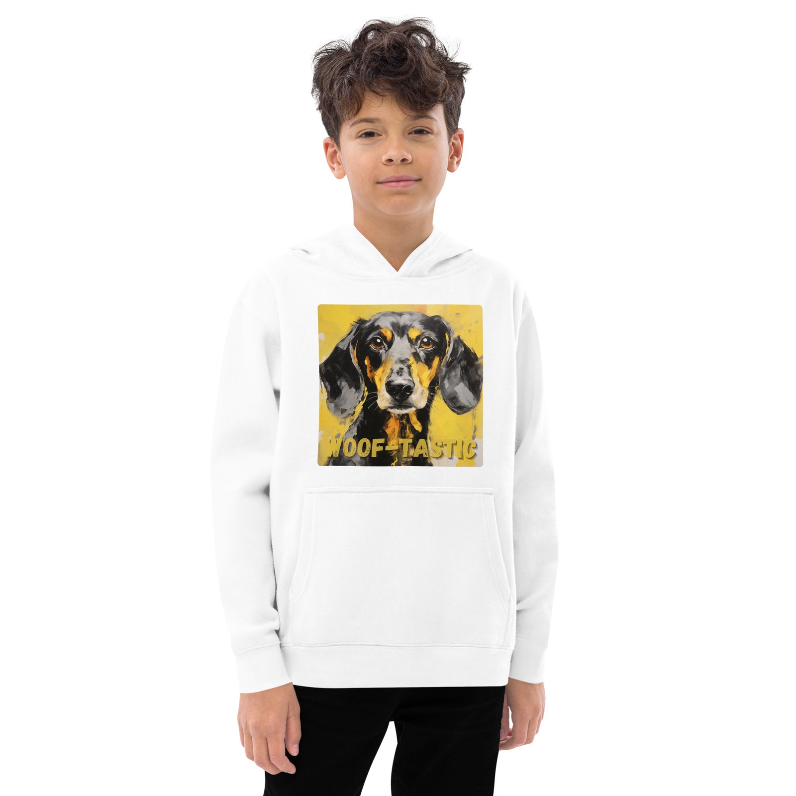 Kids fleece hoodie Woof-tastic Dachshund