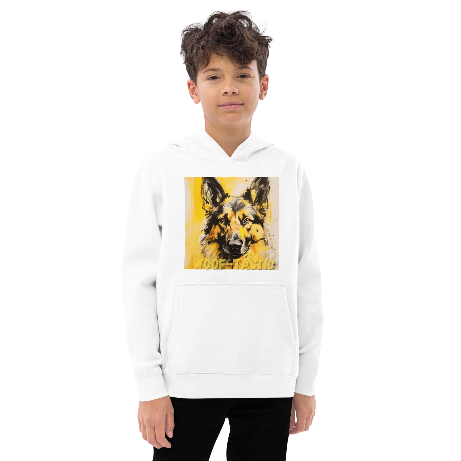 Kids fleece hoodie Woof-tastic German Shepherd