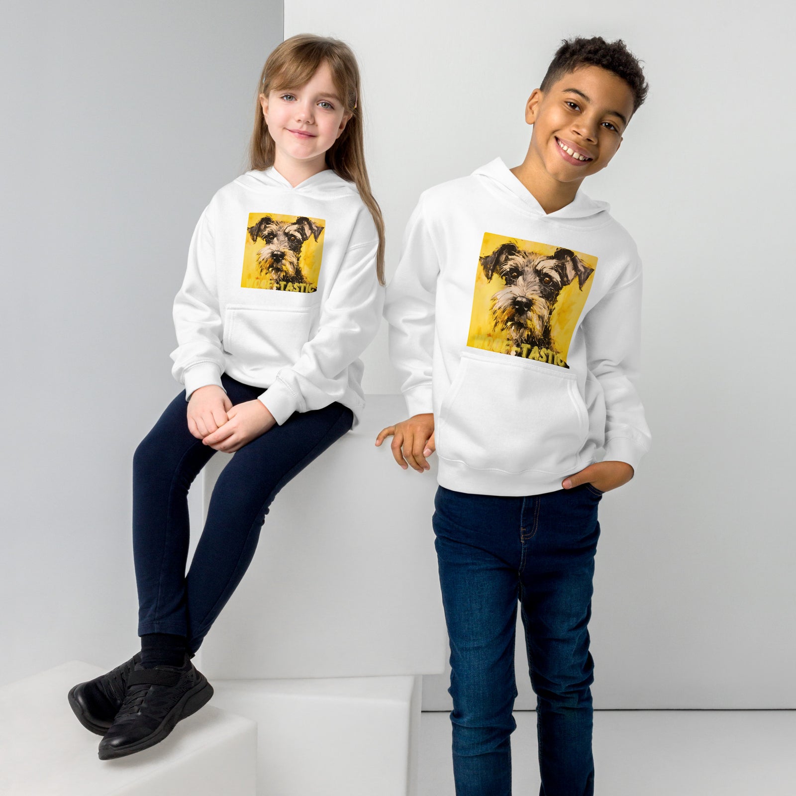 Kids fleece hoodie Woof-tastic Miniature Schnauzer