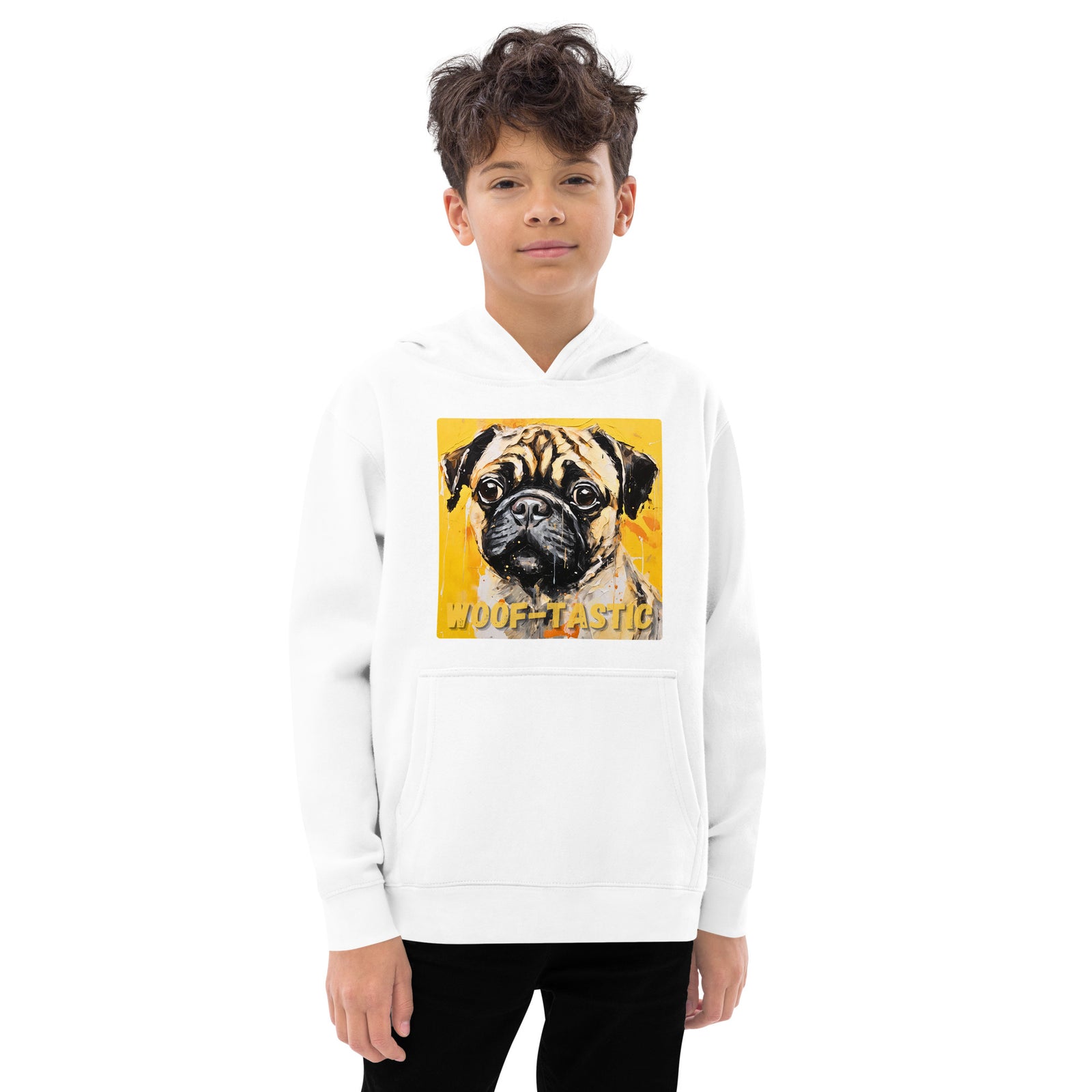 Kids fleece hoodie Woof-tastic Pug