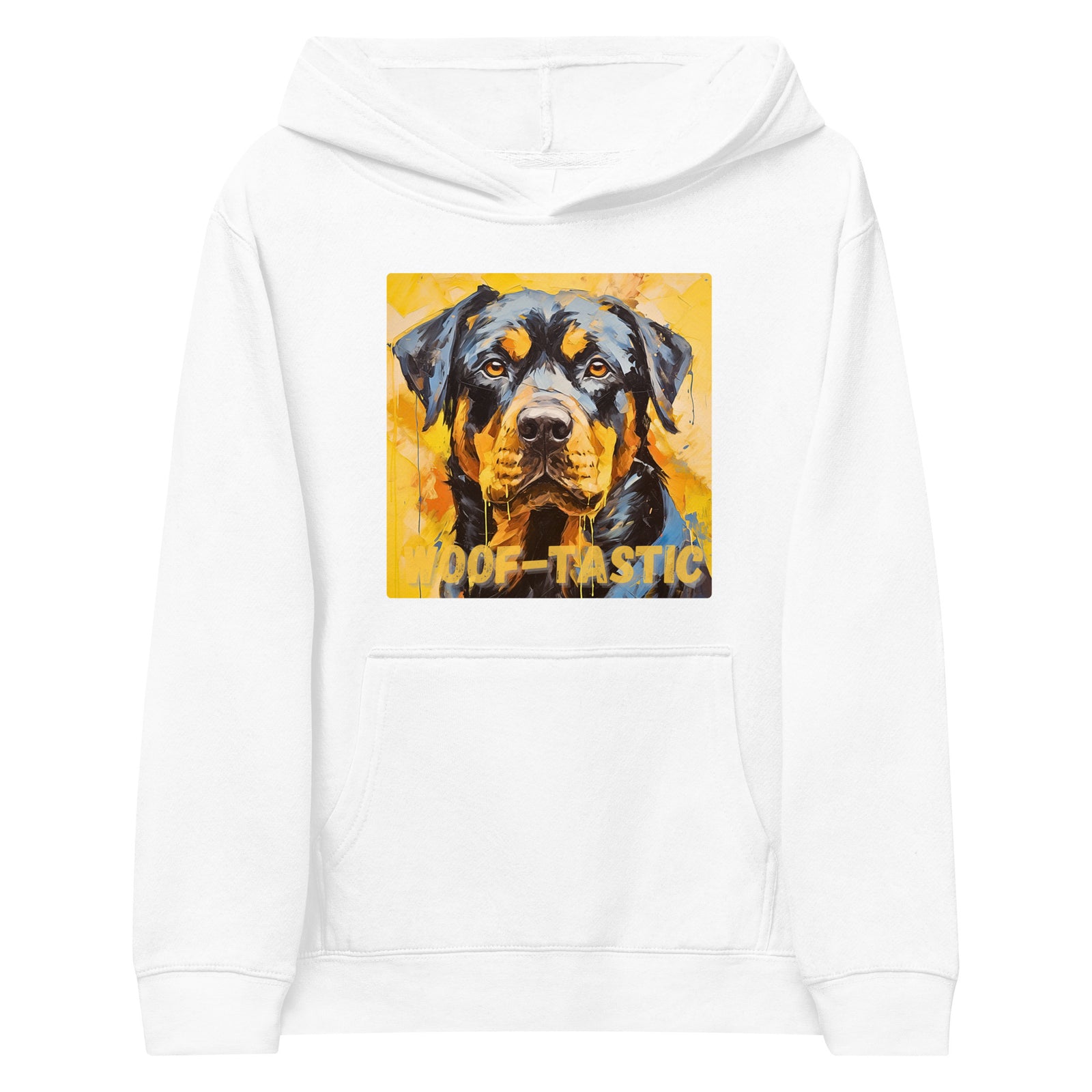 Kids fleece hoodie Woof-tastic Rottweiler
