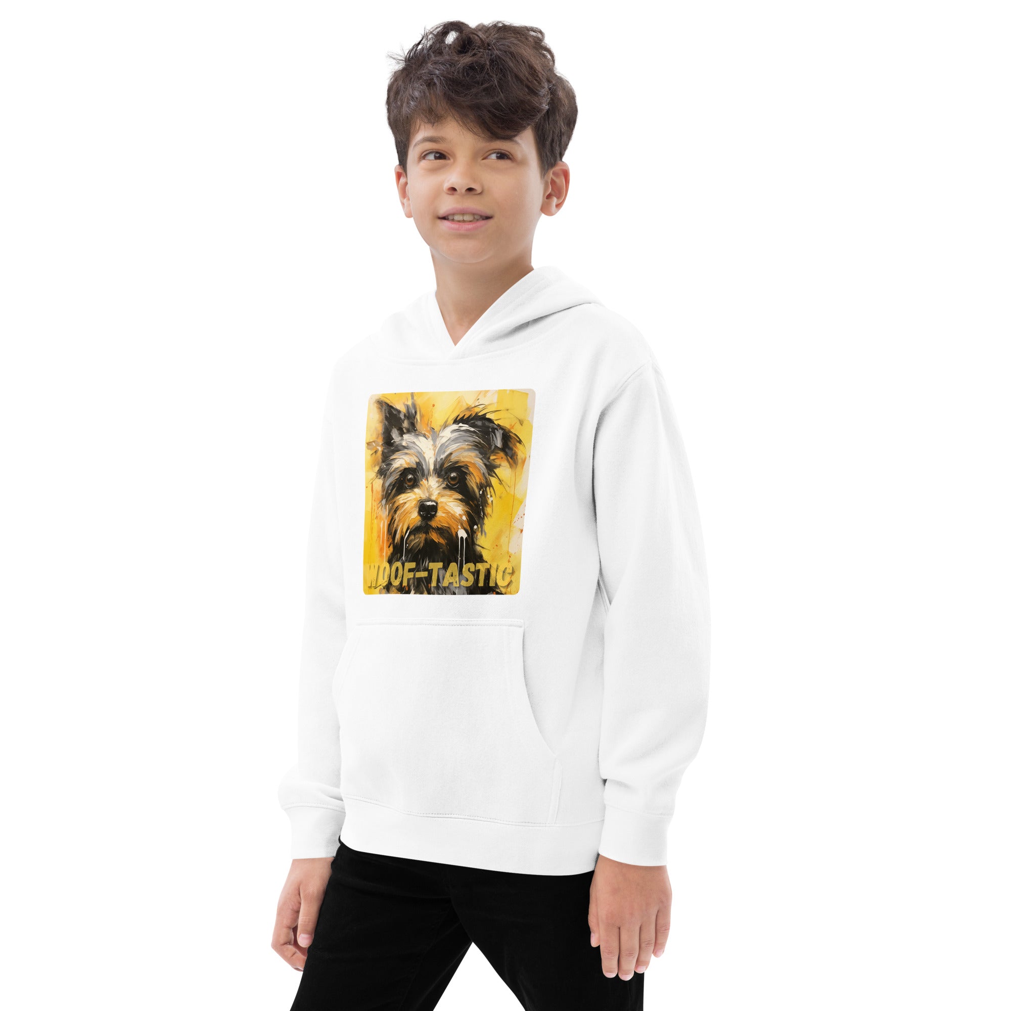 Kids fleece hoodie Woof-tastic Yorkshire Terrier