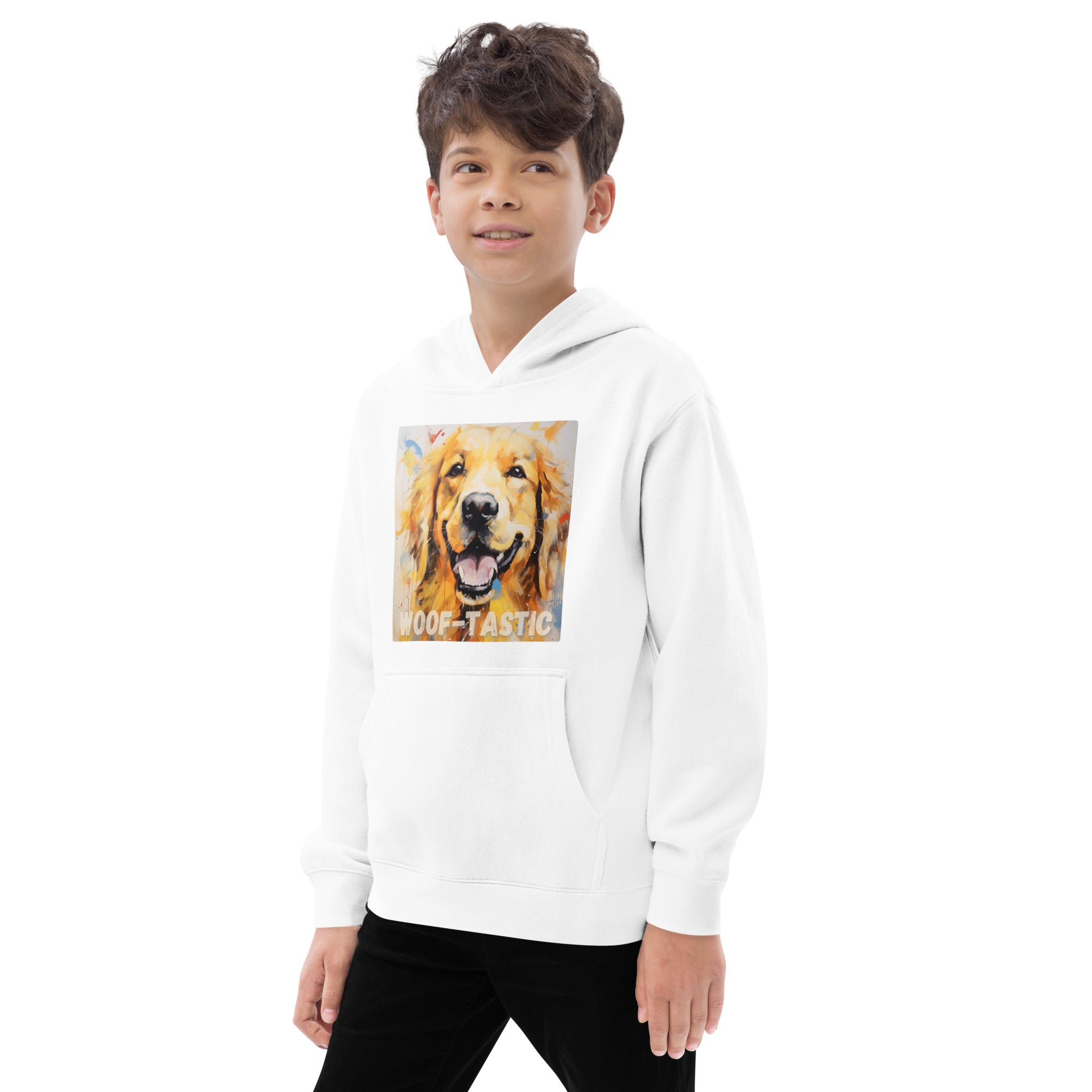 Kids fleece hoodie Woof-tastic Golden Retriever