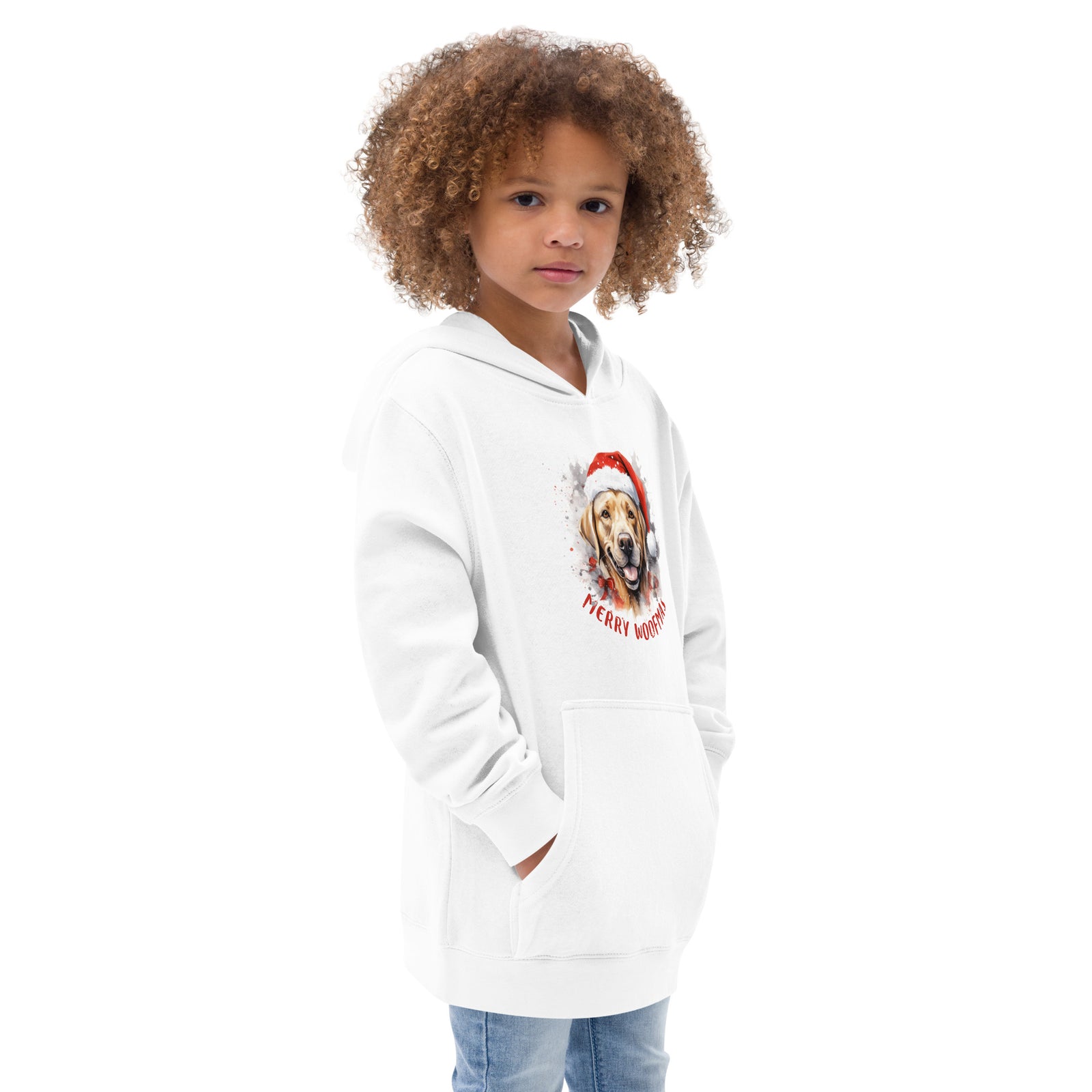 Kids fleece hoodie Labrador - Merry Woofmas