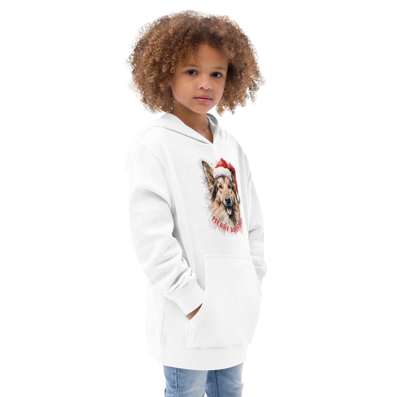 Kids fleece hoodie German Shepherd - Merry Woofmas