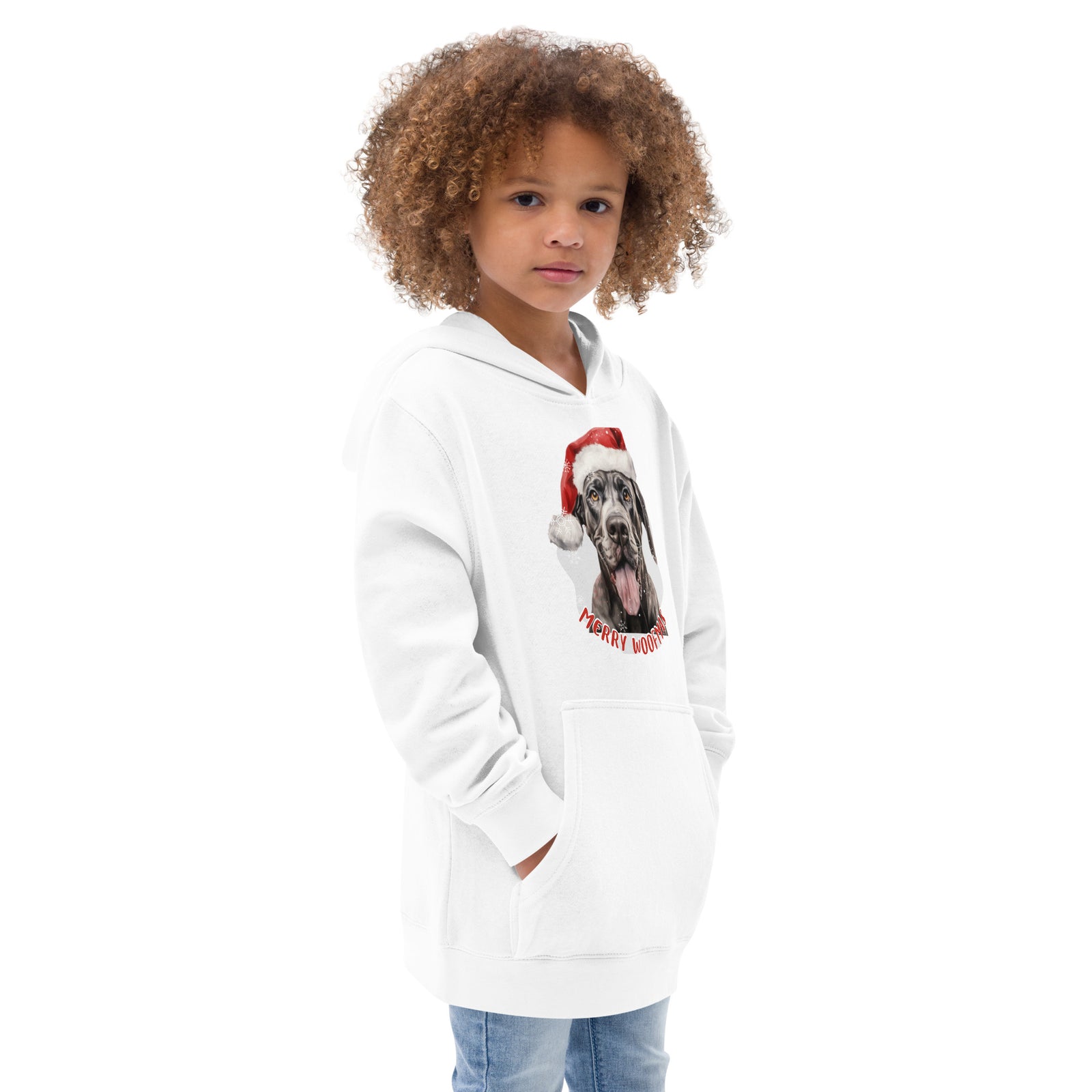Kids fleece hoodie Great Dane - Merry Woofmas