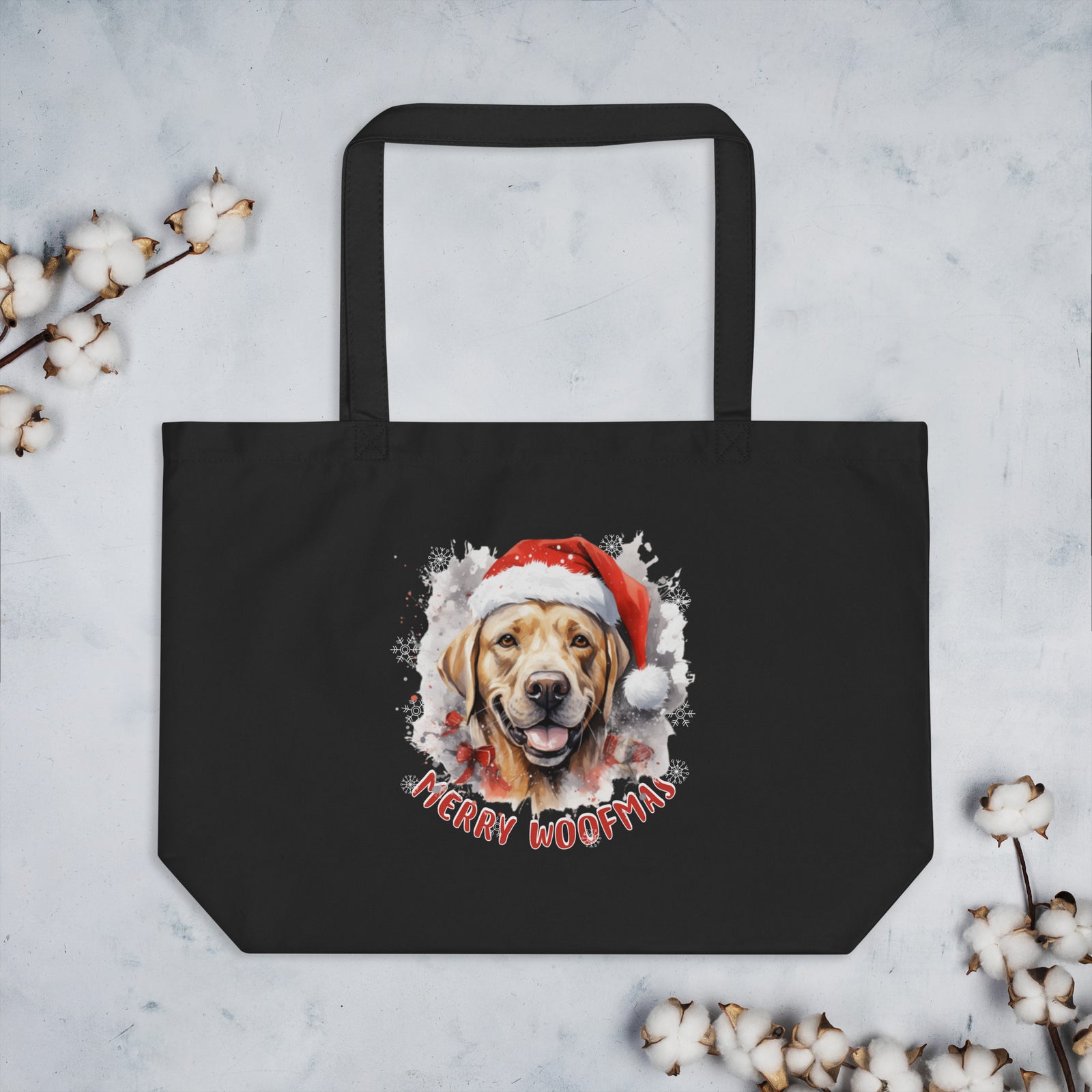 Large organic tote bag Labrador - Merry Woofmas