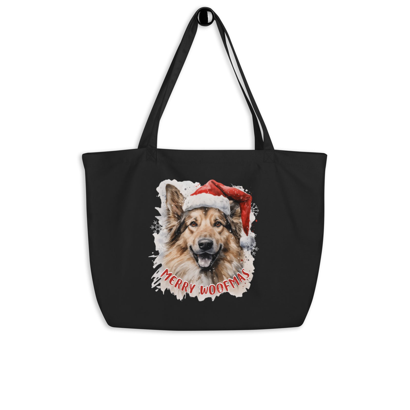 Large organic tote bag German Shepherd - Merry Woofmas