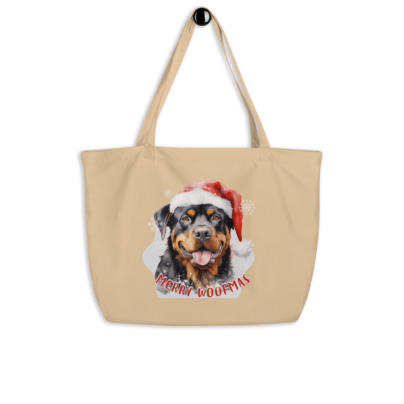 Large organic tote bag Rottweiler - Merry Woofmas