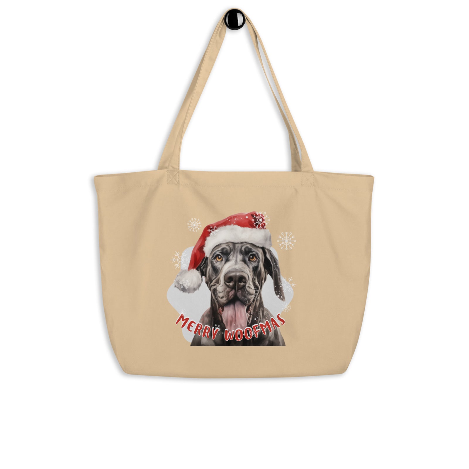 Large organic tote bag Great Dane - Merry Woofmas