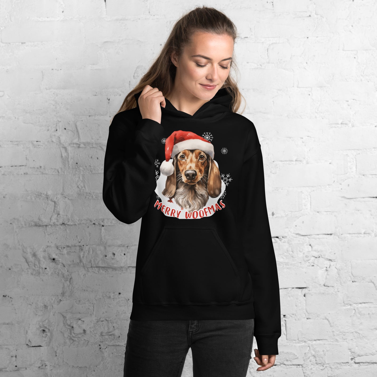 Unisex Hoodie Danchshund - Merry Woofmas