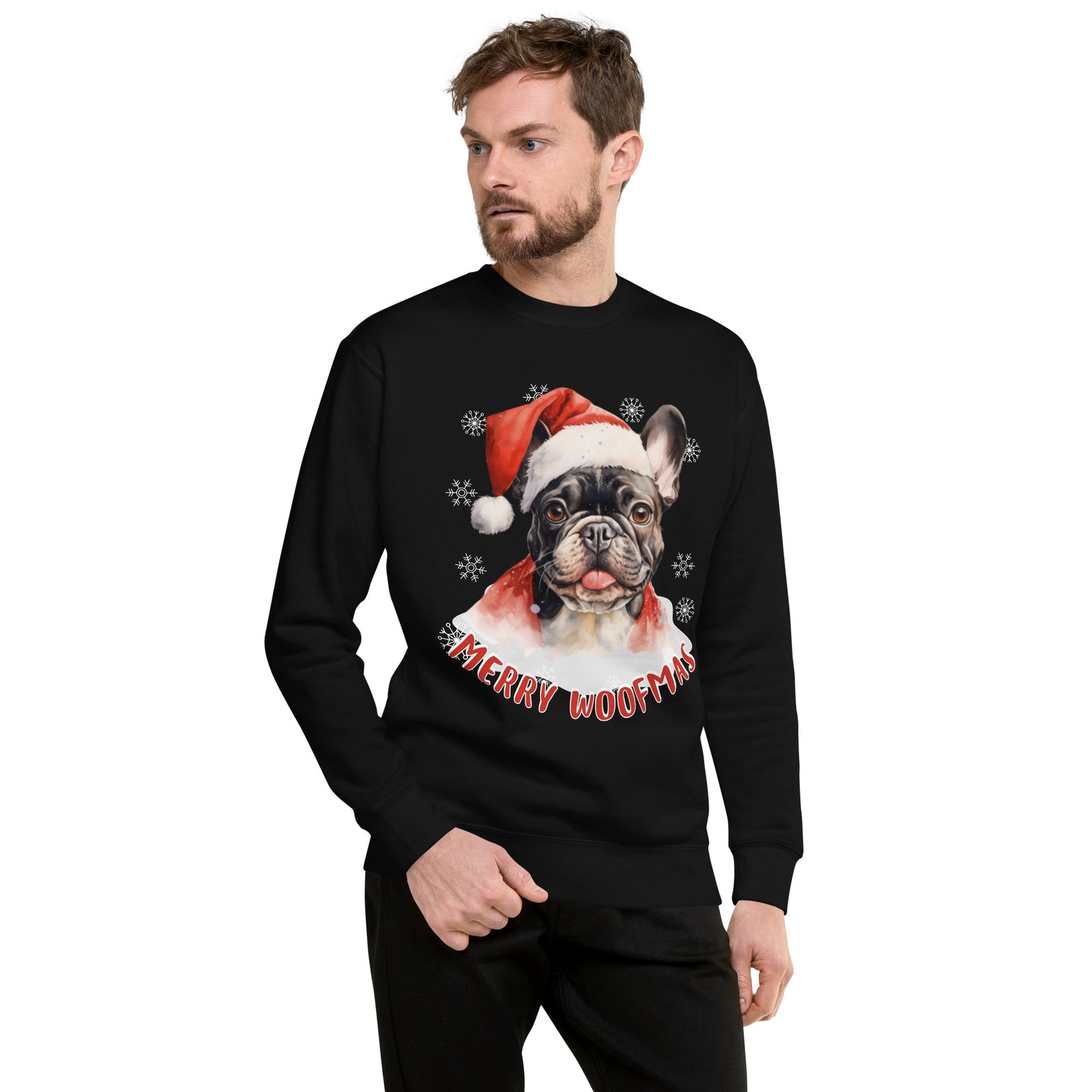 Unisex Premium Sweatshirt French Bulldog - Merry Woofmas