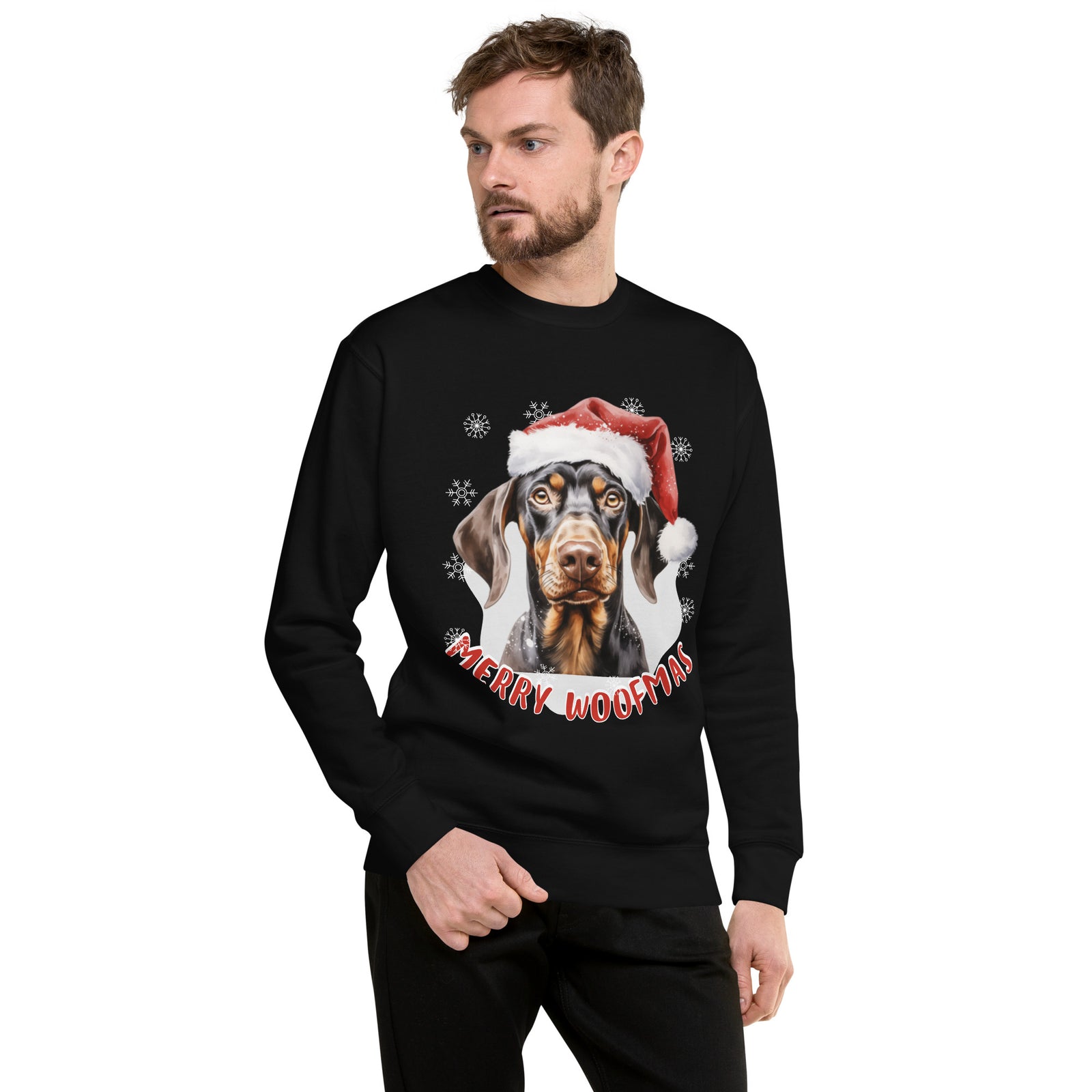Unisex Premium Sweatshirt Doberman - Merry Woofmas